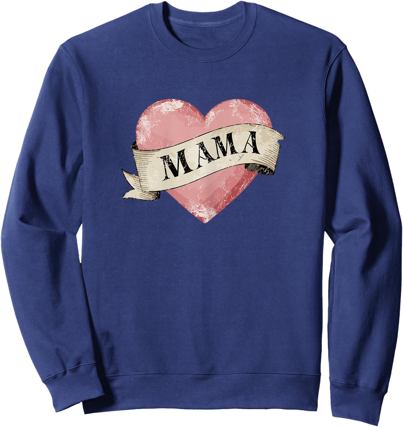 Mama Vintage Retro Mom Tattoo Heart Sweatshirt - Sweatshirt | Navy