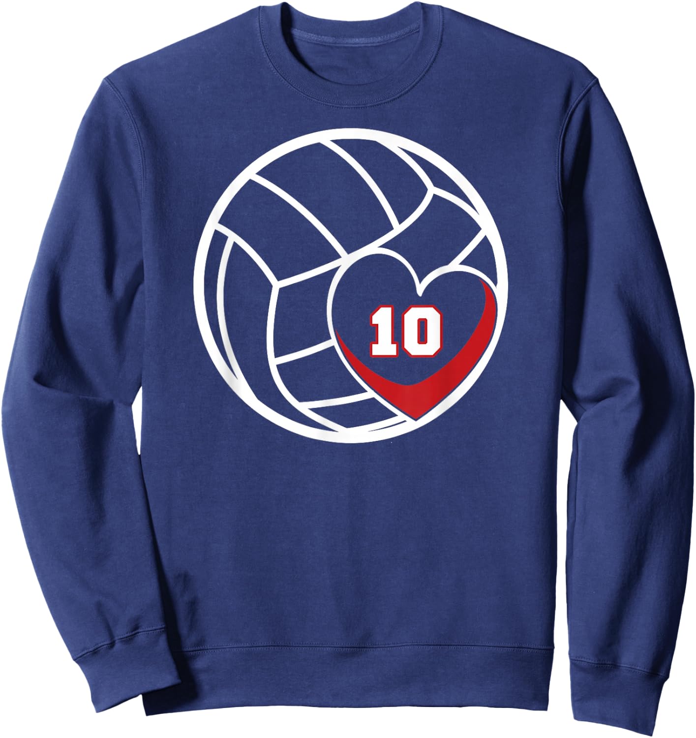 Volleyball Jersey Number 10 Design Player Mom Game Day Sweatshirt - Sweatshirt | Navy