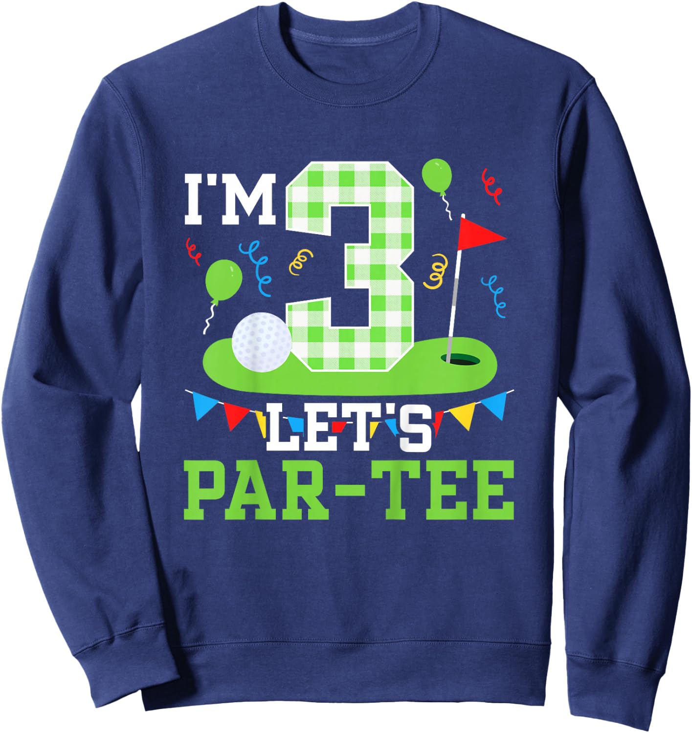 Kids 3rd Birthday Party Golf Boy Three Year Old Golfer Sweatshirt - Sweatshirt | Navy