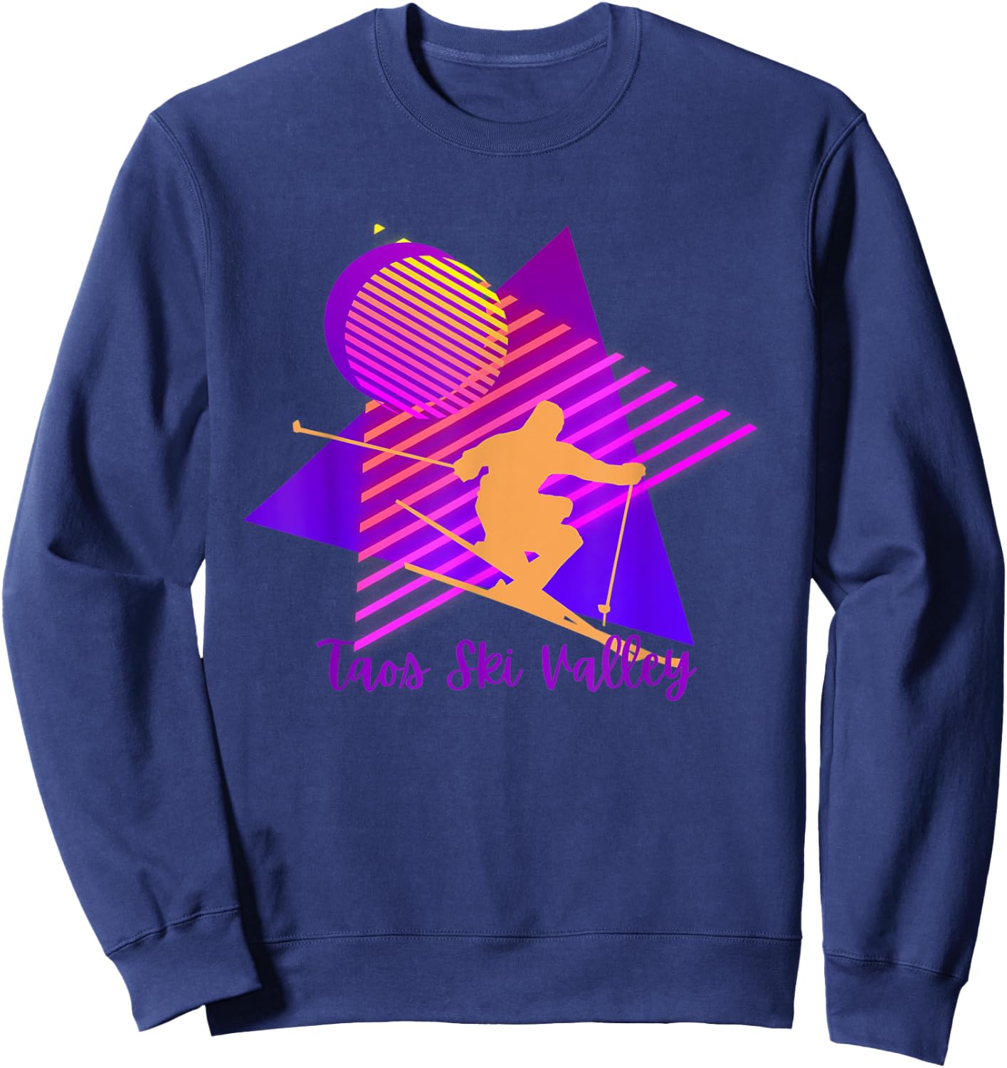 80s Pink and Purple Taos Ski Valley New Mexico Skiing Sweatshirt - Sweatshirt | Navy