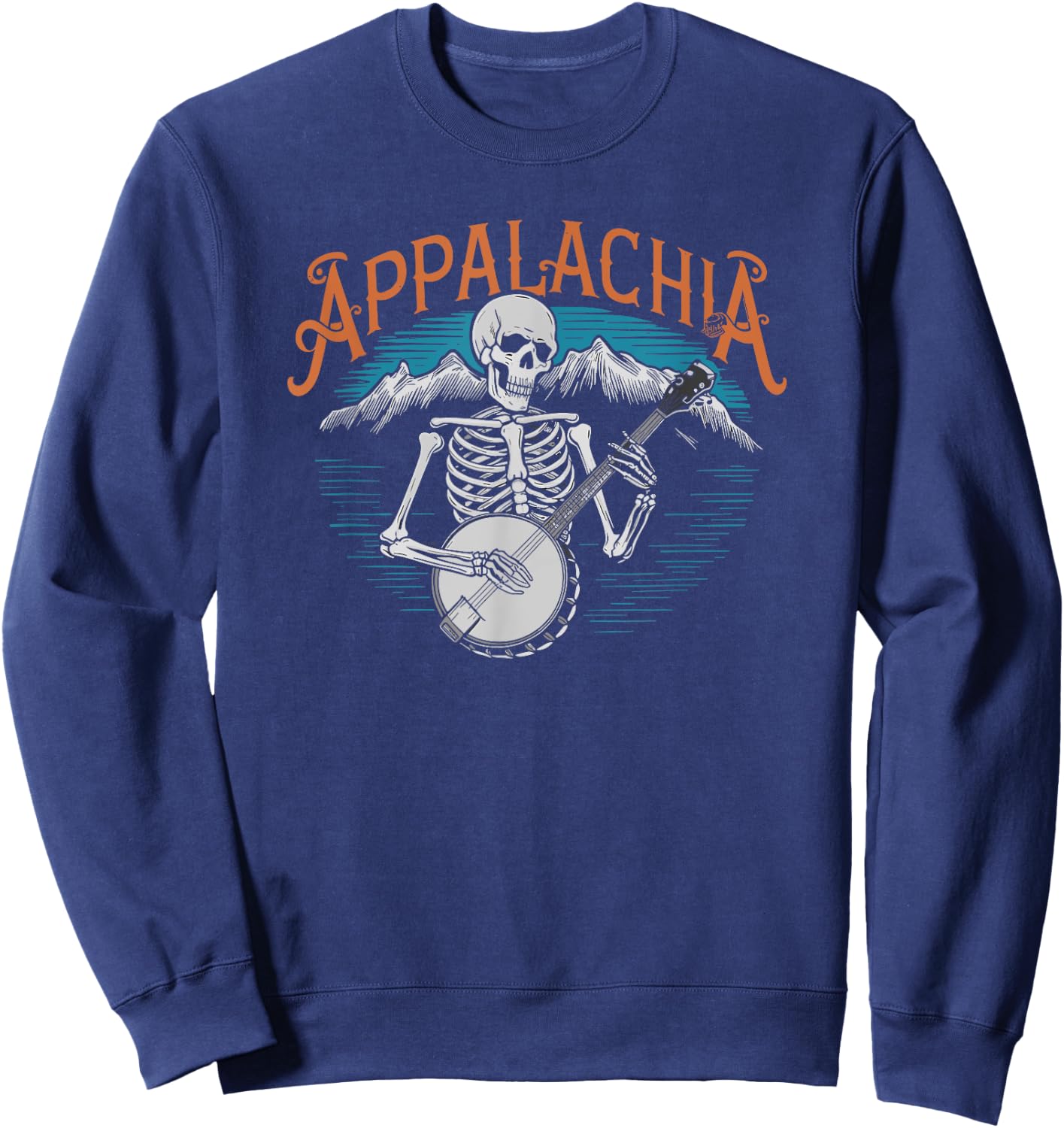 Bluegrass Banjo Skeleton, Appalachia Country Bluegrass Music Sweatshirt - Sweatshirt | Navy