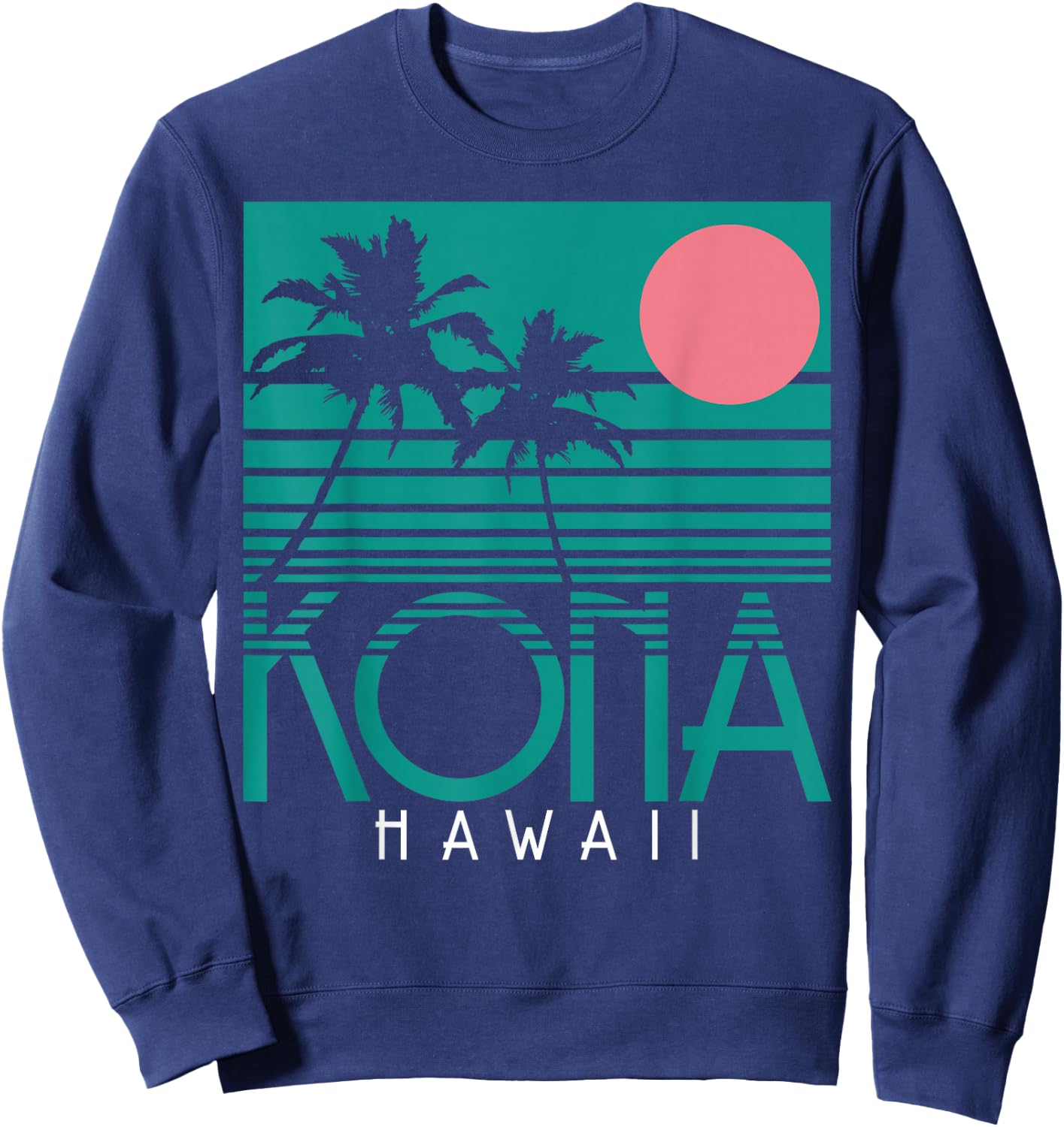 Kona Hawaii Palm Trees Surf Vintage Retro Hawaii Islands Sweatshirt - Sweatshirt | Navy