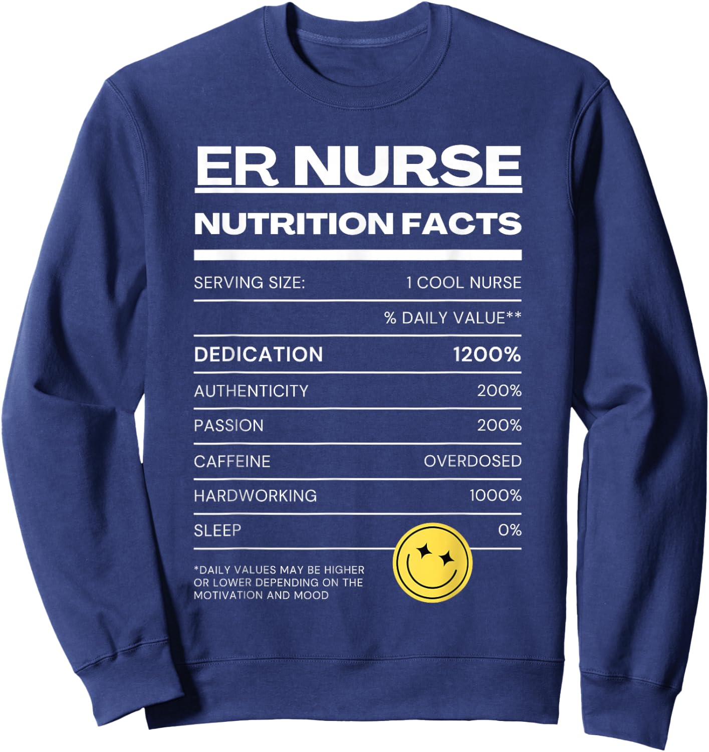 ER Nurse Nutrition Facts ER Nurse Sweatshirt - Sweatshirt | Navy