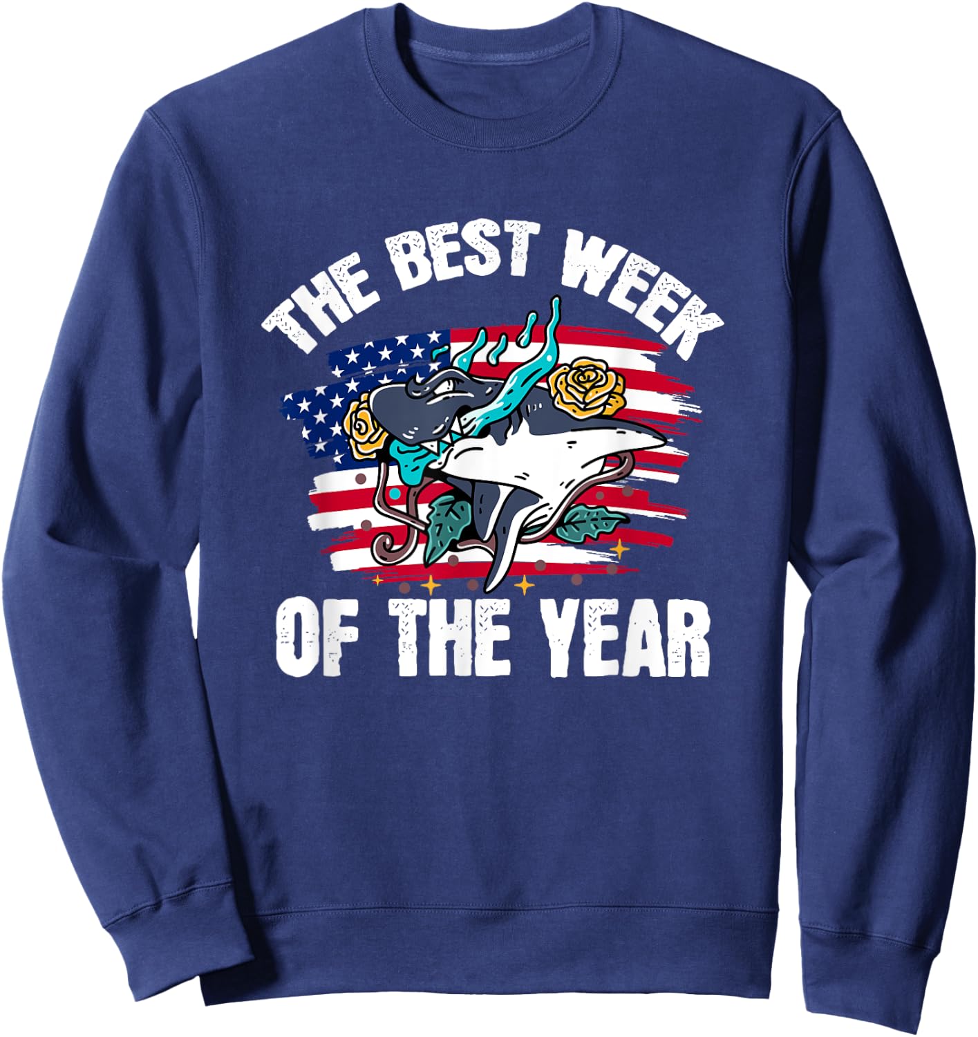Vintage USA It's The Best Week Of The Year Shark Sweatshirt - Sweatshirt | Navy