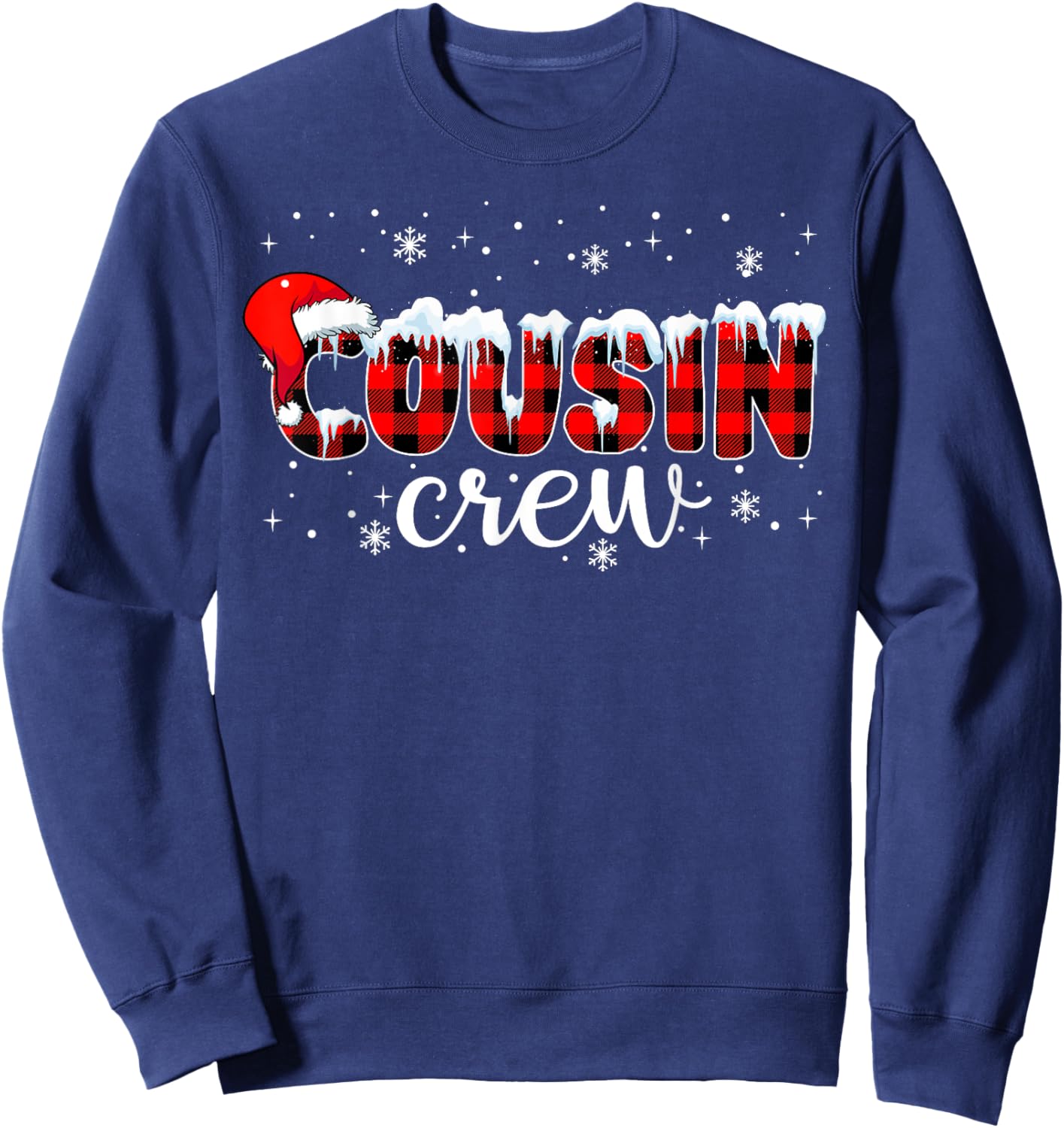 Cousin Crew Plaid Buffalo Merry Christmas Xmas Santa Pajamas Sweatshirt - Sweatshirt | Navy