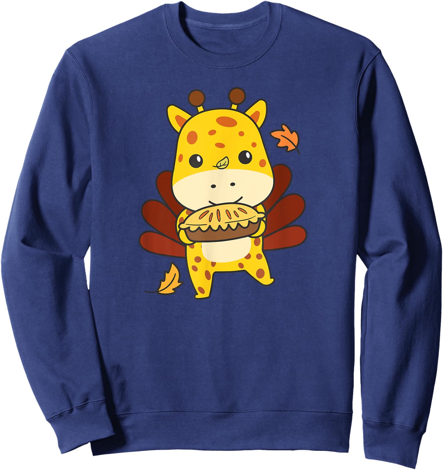 Thanksgiving Day Outfits Turkey Giraffe With Applepie Sweatshirt - Sweatshirt | Navy
