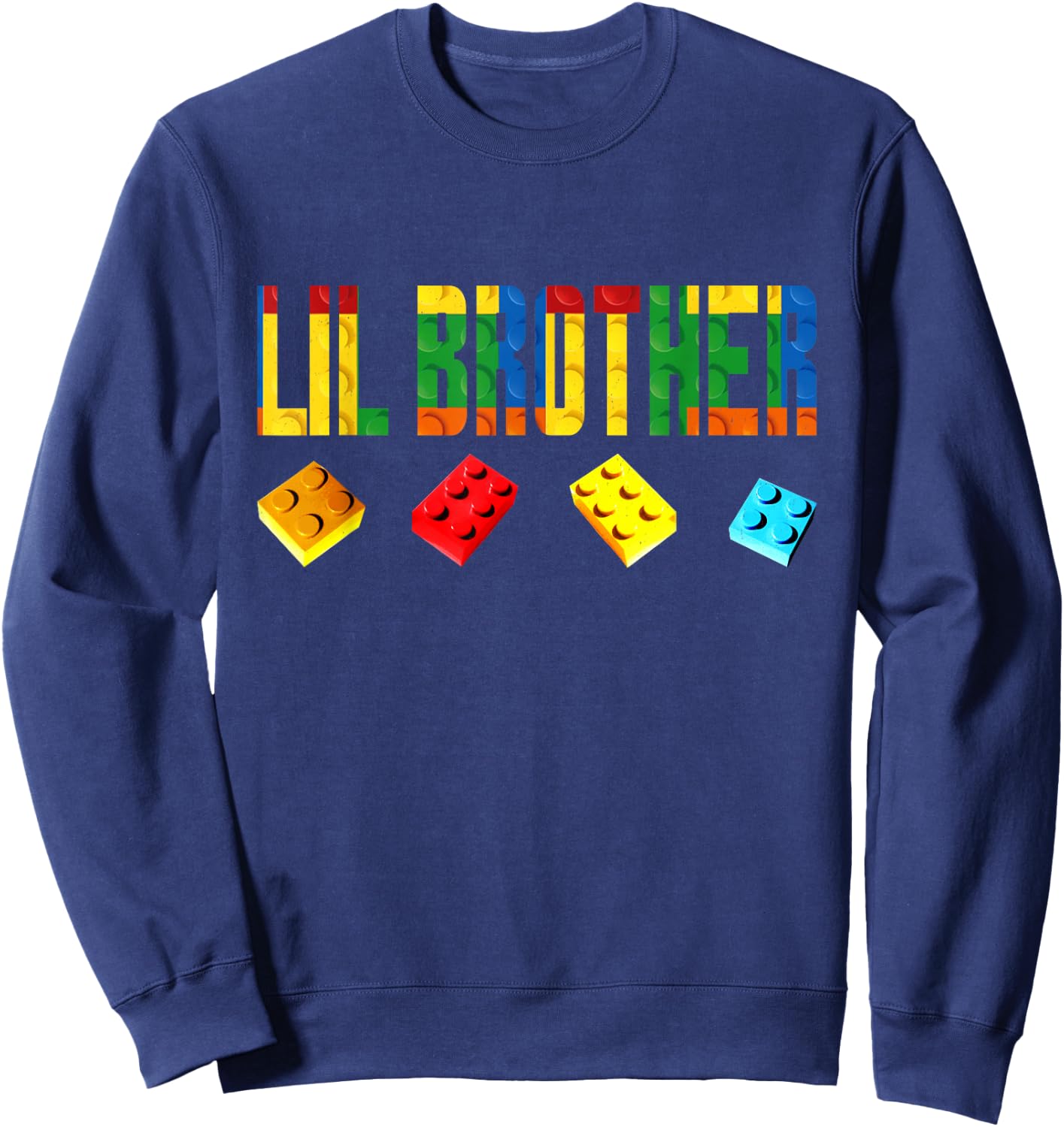 Lil Brother Master Builder Building Blocks Birthday Family Sweatshirt - Sweatshirt | Navy