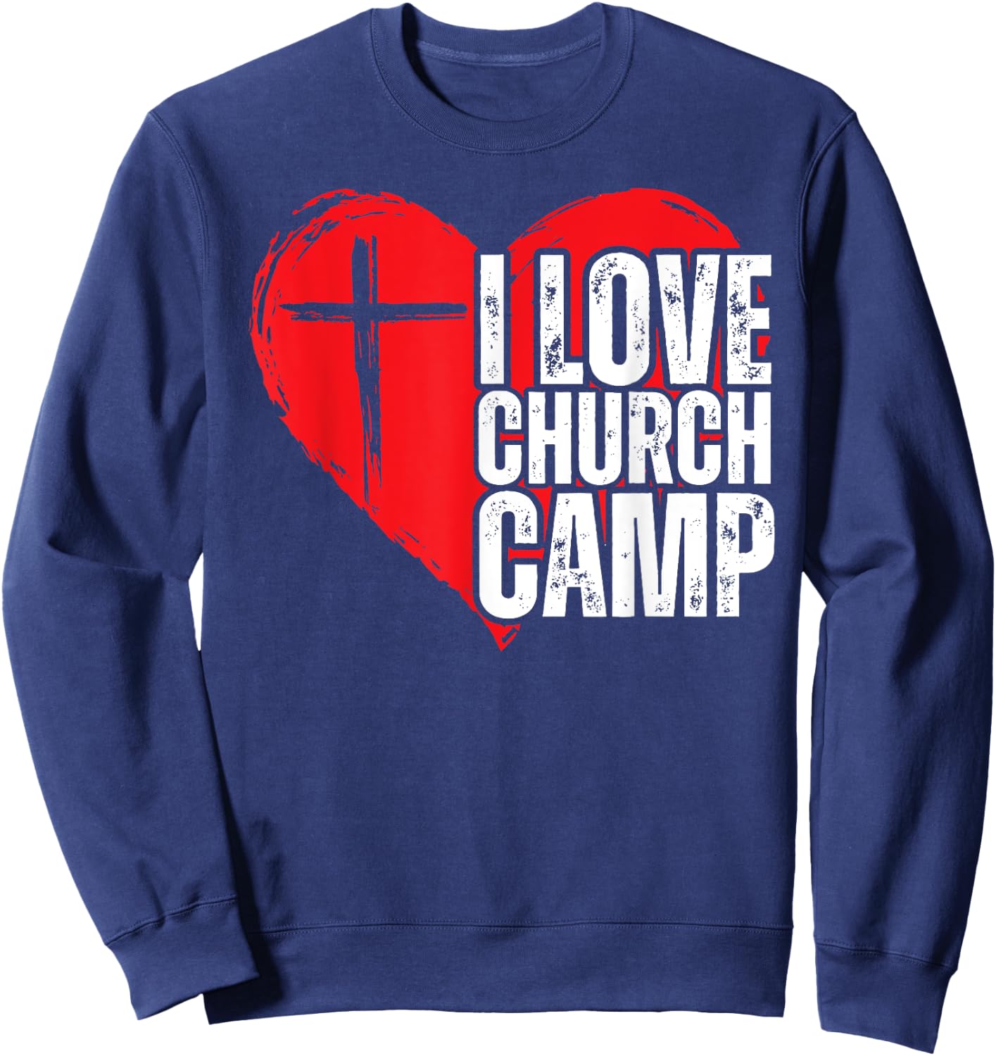 I Love Church Camp VBS Vacation Bible School Jesus VBS Crew Sweatshirt - Sweatshirt | Navy