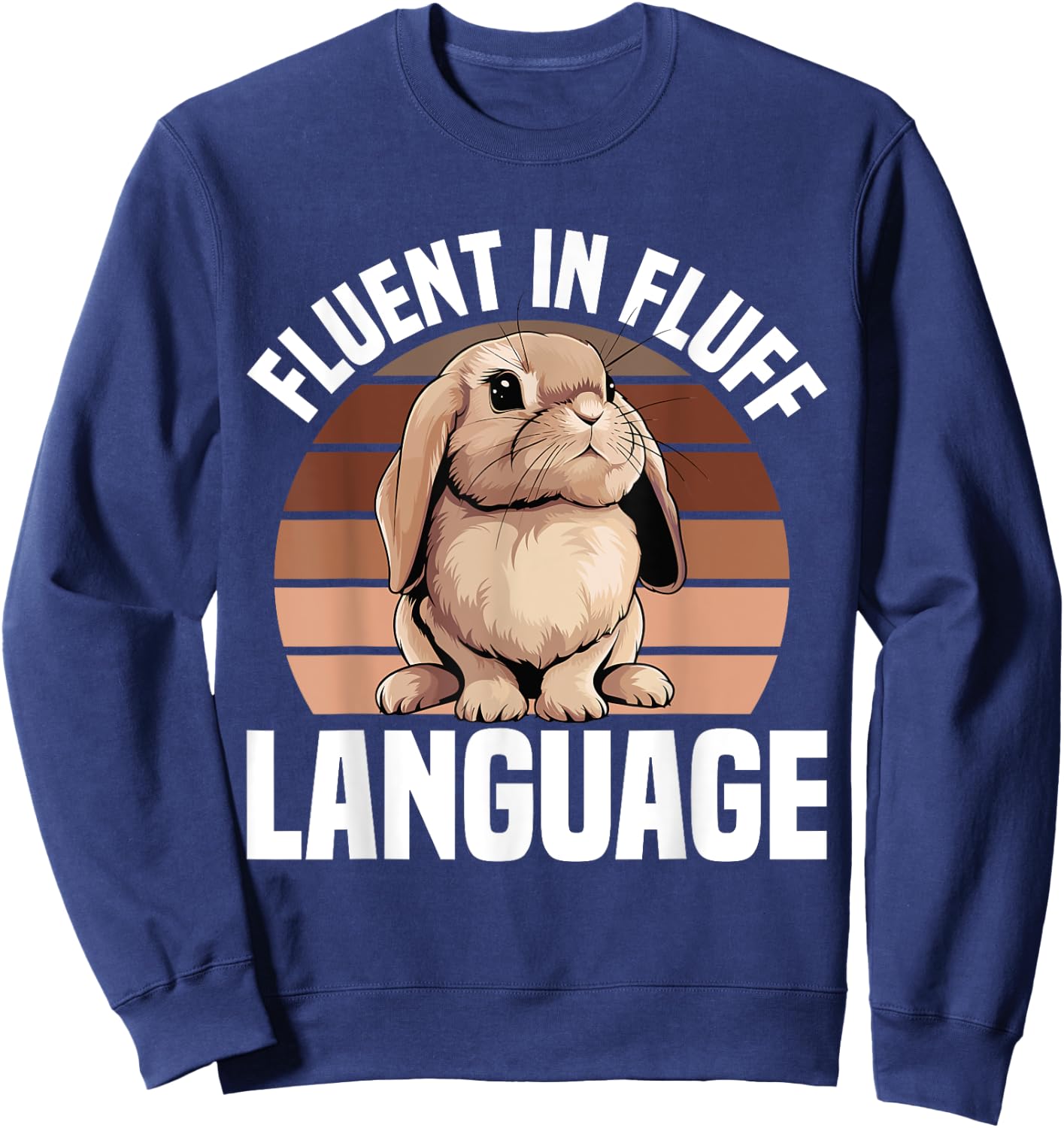 Fluffy Holland Lop Bunny Stuffed Animal Plush Lop Bunny Sweatshirt - Sweatshirt | Navy