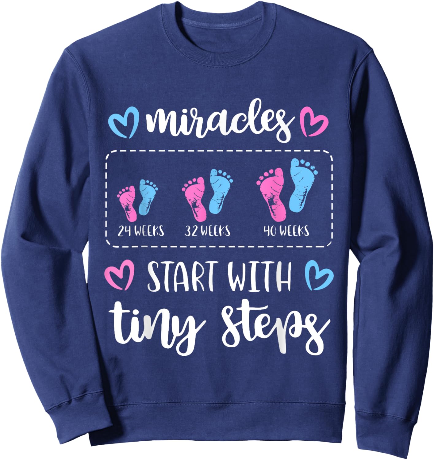 Miracles Start With Tiny Steps Baby Feet Nurse Sweatshirt - Sweatshirt | Navy