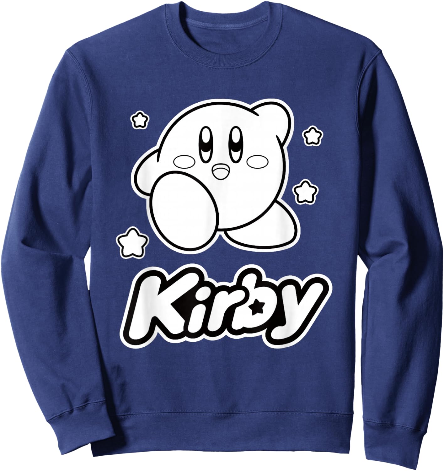 Kirby Stars Black & White Big Character Portrait Sweatshirt - Sweatshirt | Navy