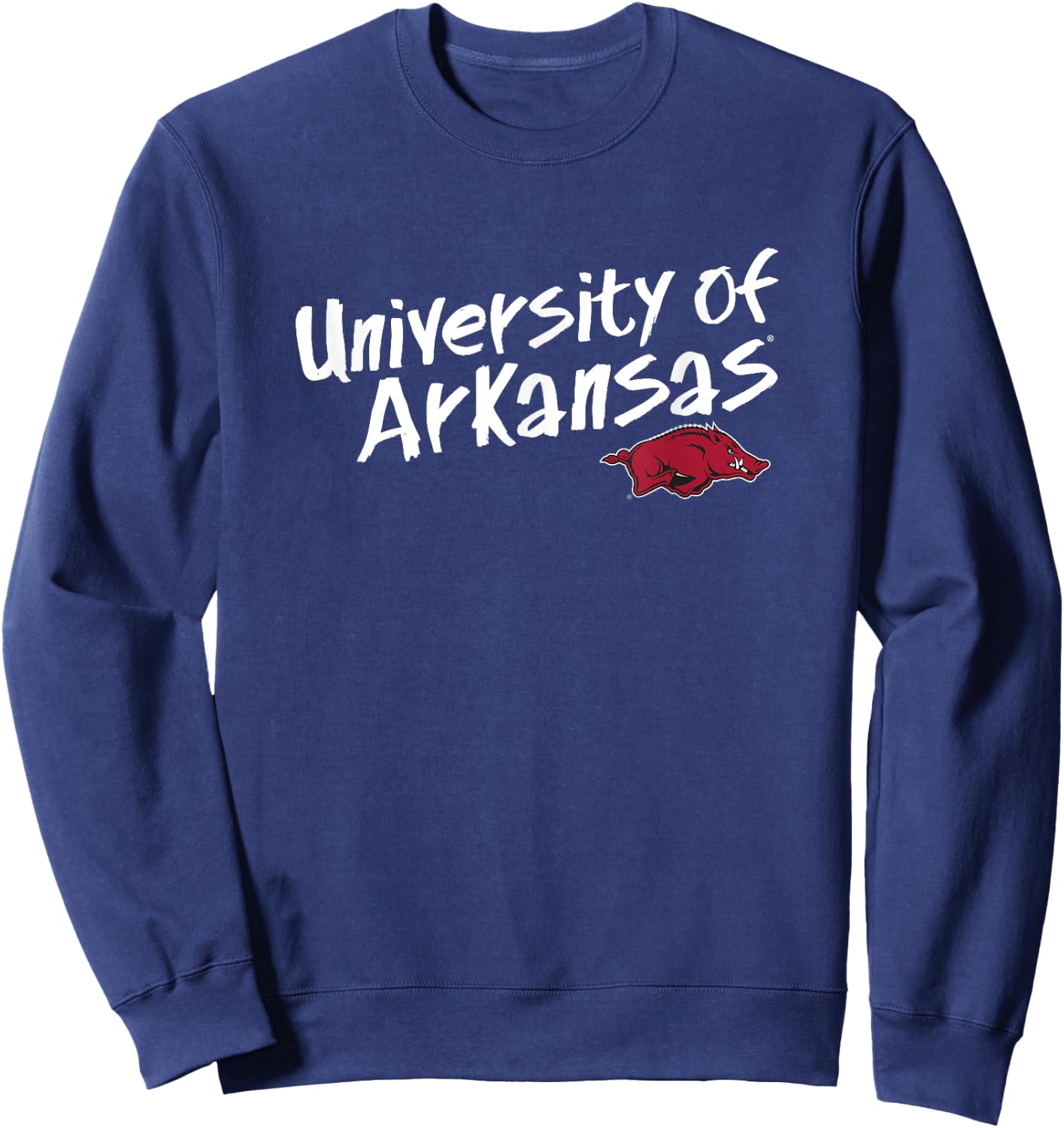 University of Arkansas Razorbacks Written Text Sweatshirt - Sweatshirt | Navy
