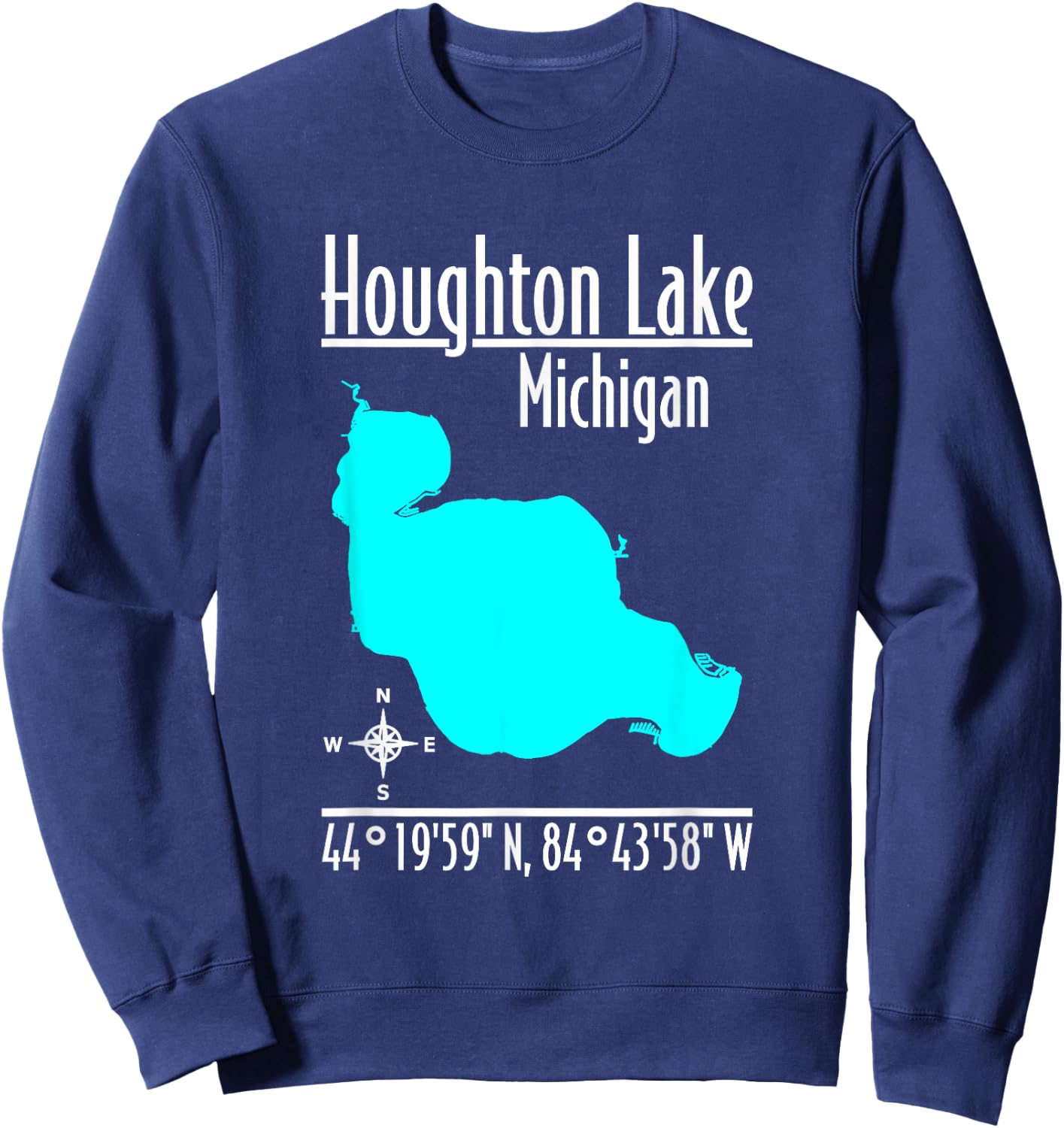 Modern Houghton Lake - Michigan Sweatshirt - Sweatshirt | Navy