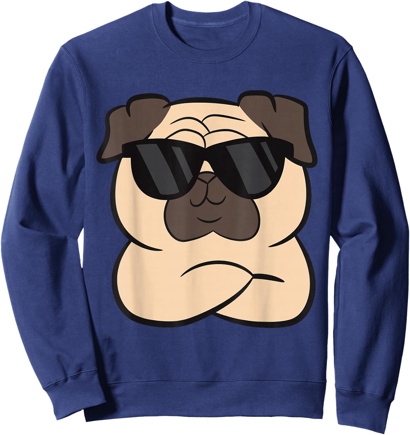 Pug With Sunglasses Cute Pug Dog Sweatshirt - Sweatshirt | Navy