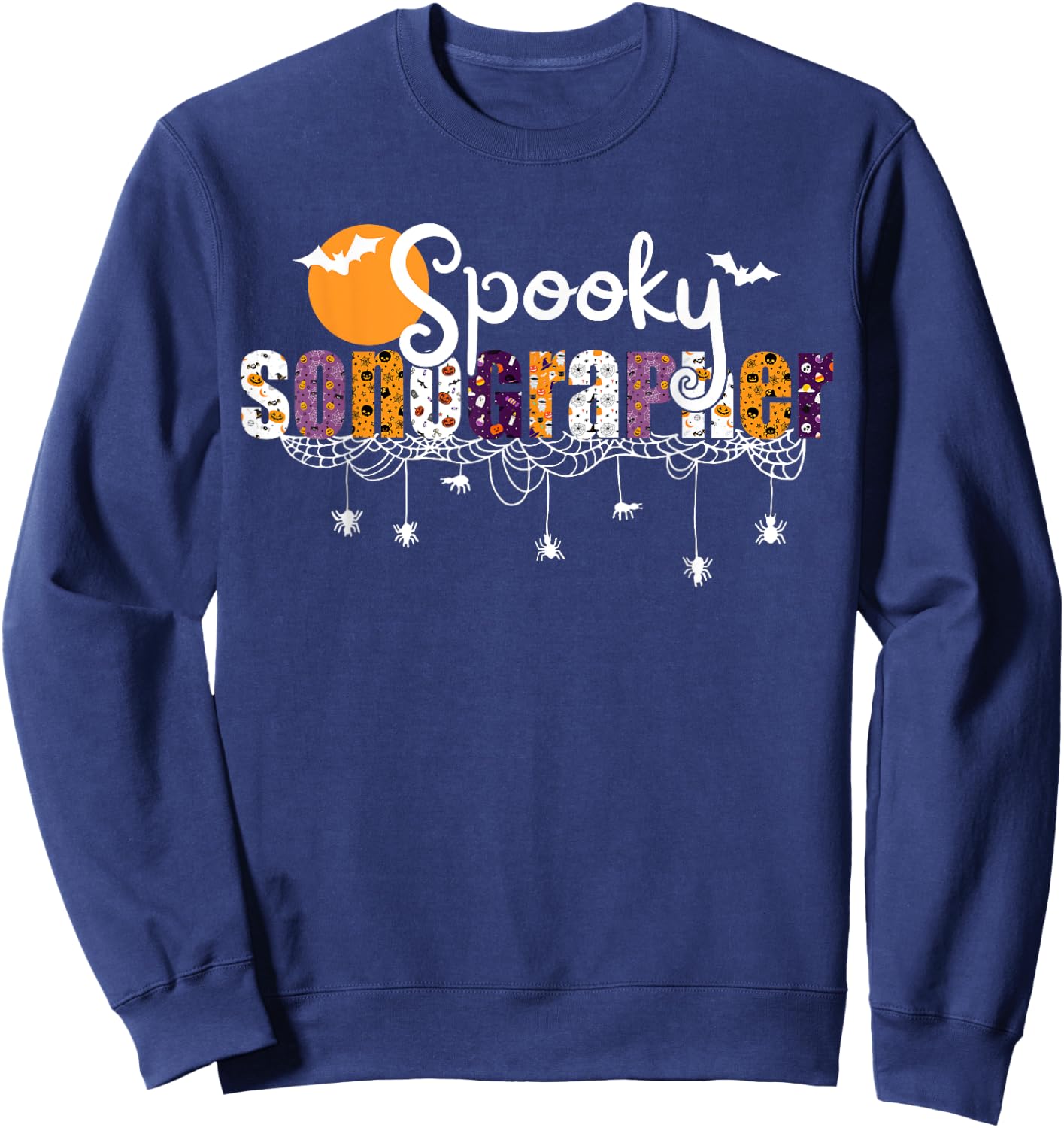Retro Spooky Sonographer Halloween Ultrasound Technologist Sweatshirt - Sweatshirt | Navy