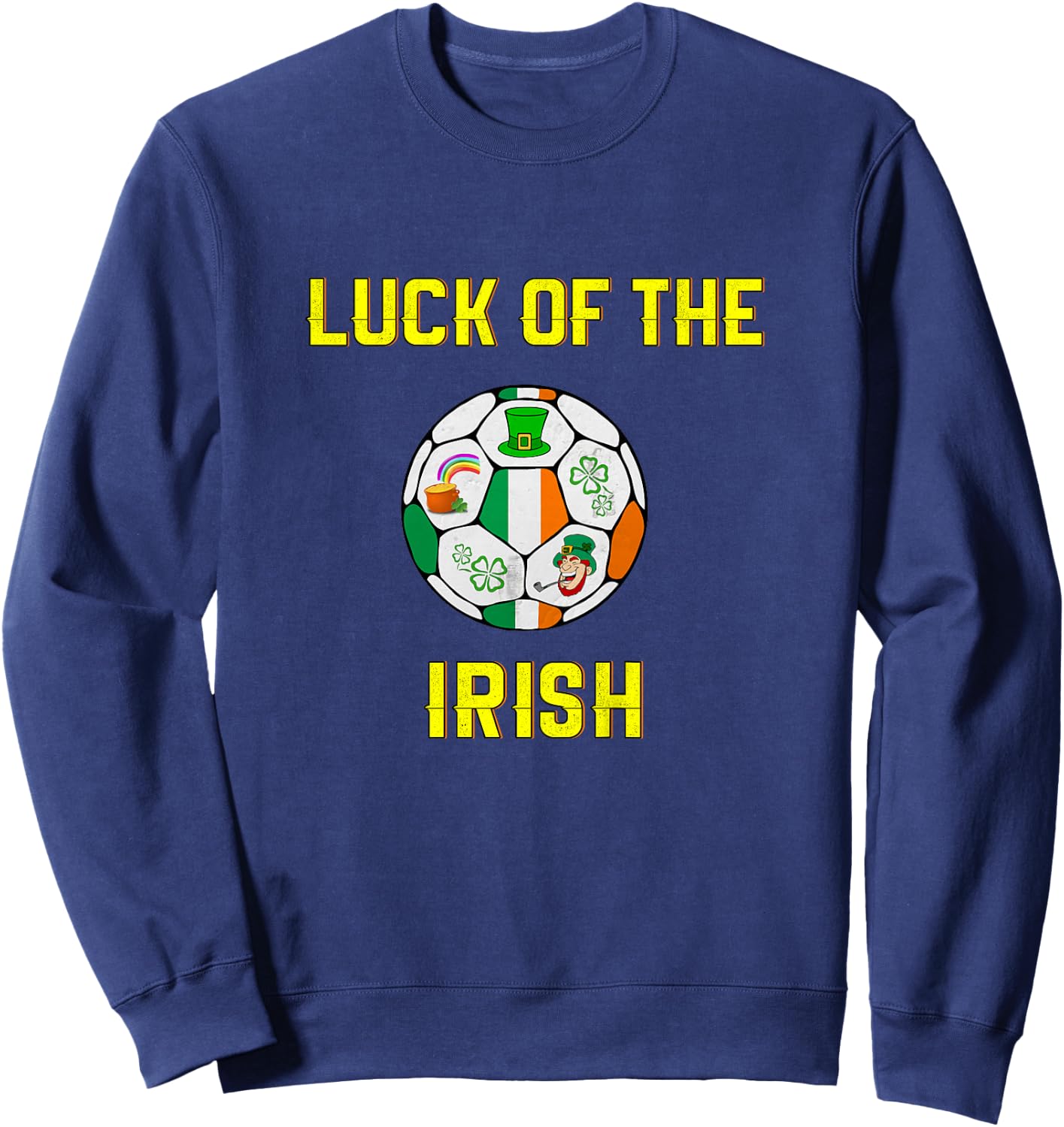 Kids Irish Flag Ireland Soccer Ball Art Sweatshirt - Sweatshirt | Navy