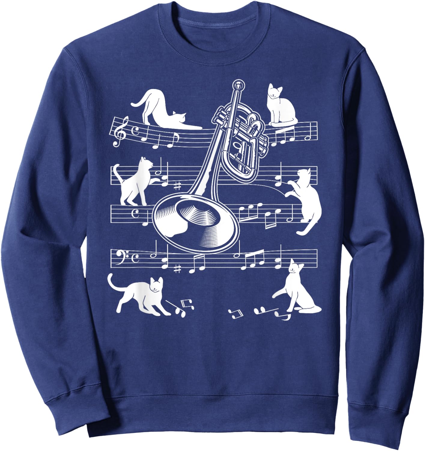 Trumpeter Cats for Cat loving Trumpet player Sweatshirt - Sweatshirt | Navy