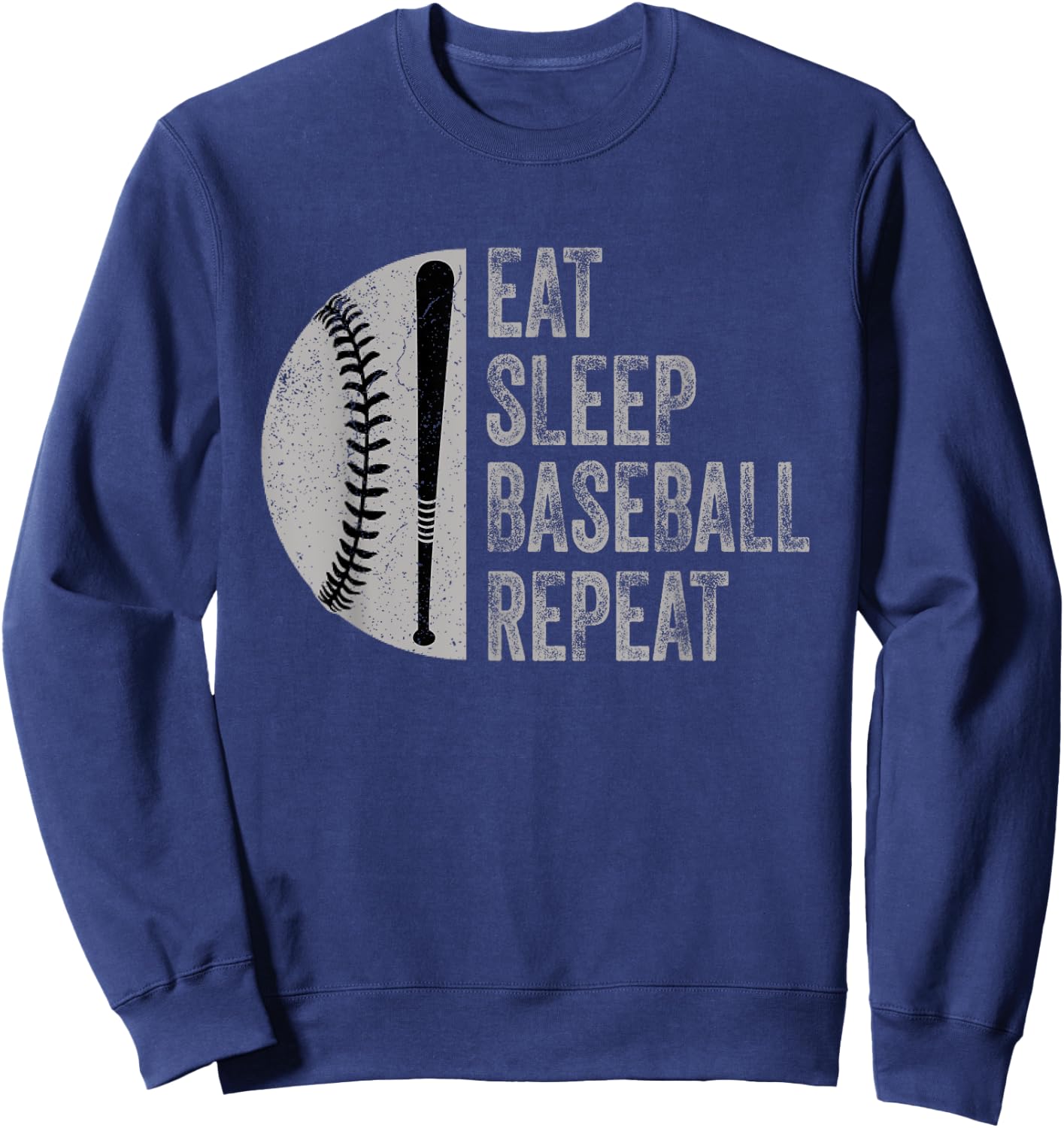 Eat Sleep Baseball Repeat Baseball Player Design Sweatshirt - Sweatshirt | Navy