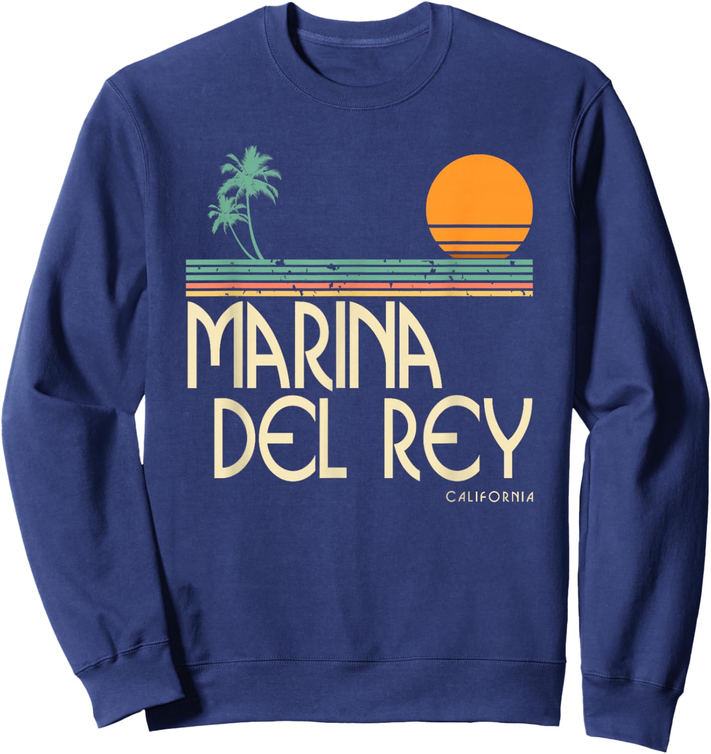Vintage Marina Del Rey California Sweatshirt - Sweatshirt | Navy