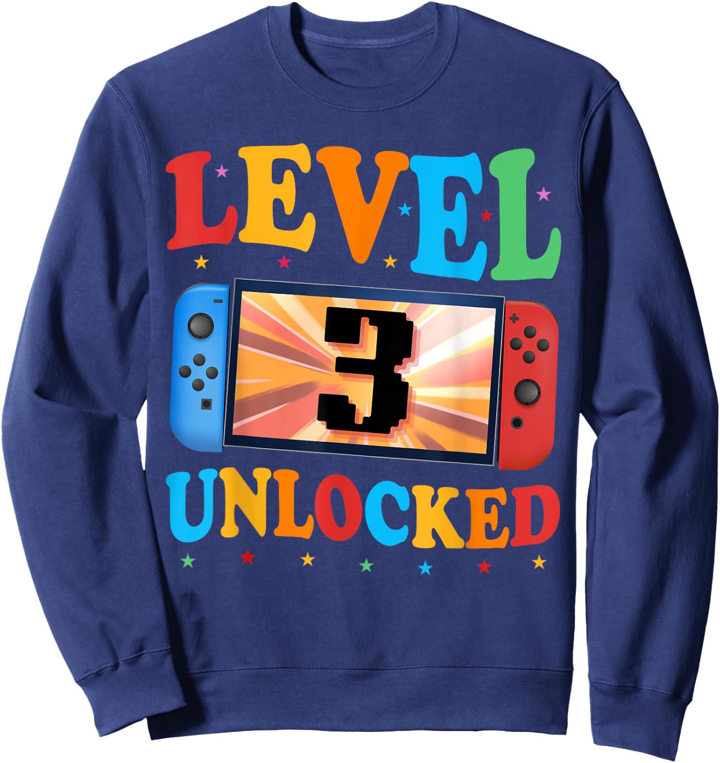 Awesome Level 3 Unlocked 3rd Birthday Boy Girl Video Gamer Sweatshirt - Sweatshirt | Navy