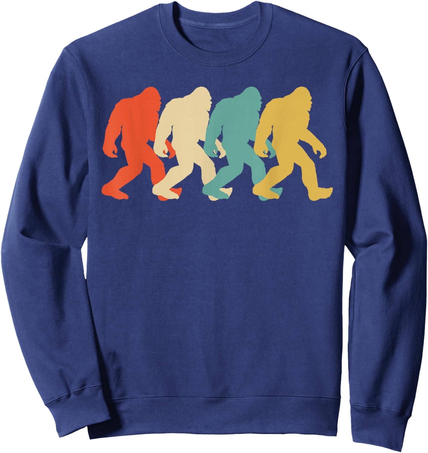 Bigfoot Silhouette Retro Pop Art Sasquatch Graphic Sweatshirt - Sweatshirt | Navy