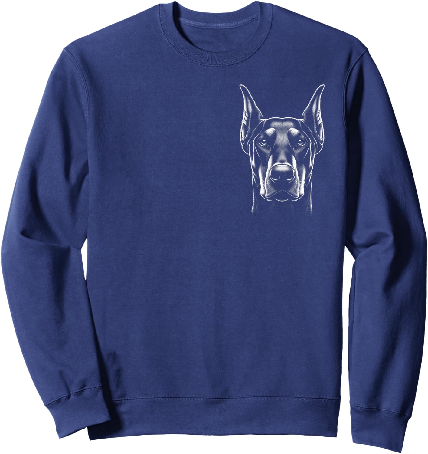 Proud Doberman Head in Drawing Style on Chest Sweatshirt - Sweatshirt | Navy