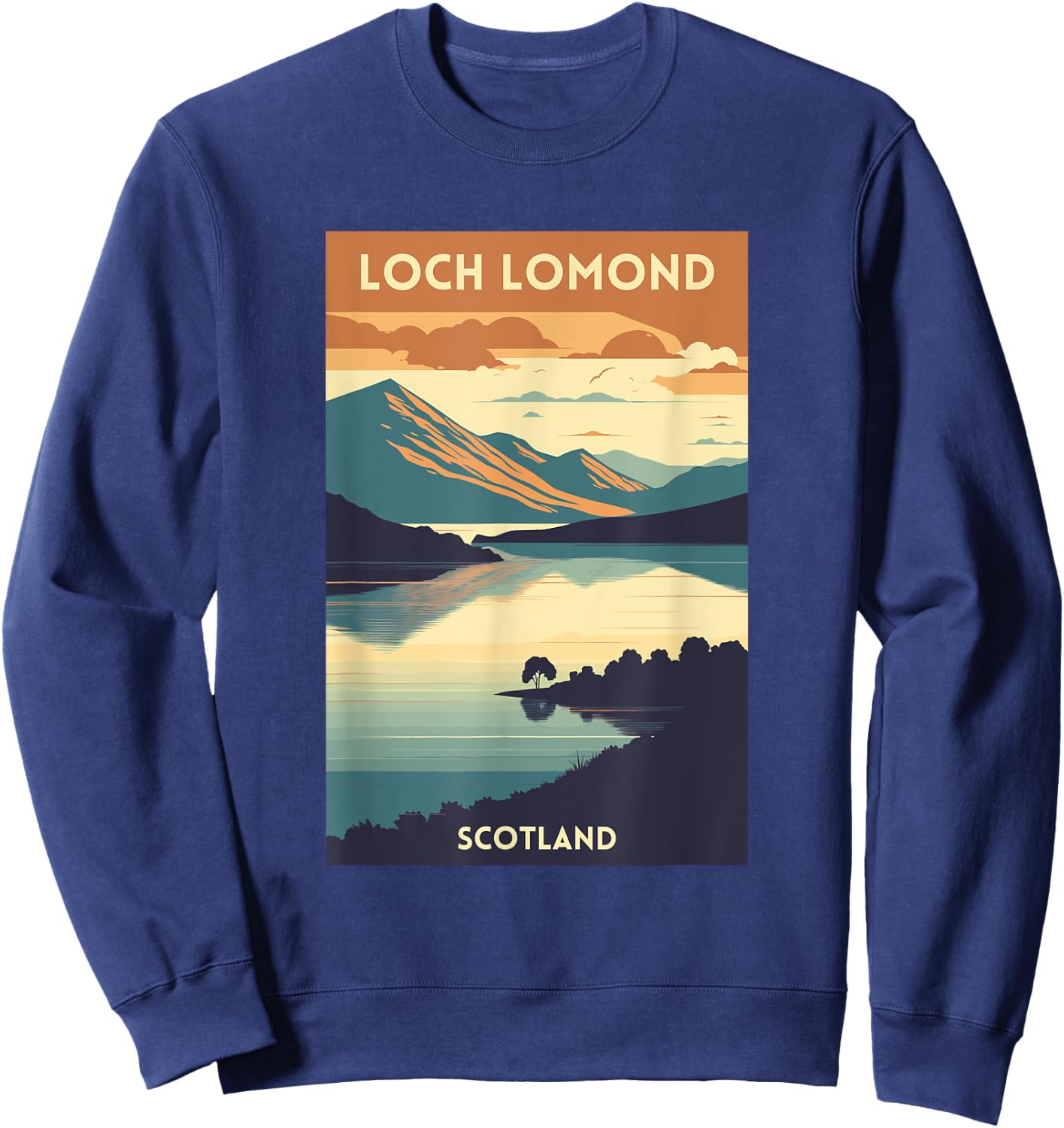Loch Lomond Scotland Scottish Highlands UK Retro Travel Sweatshirt - Sweatshirt | Navy