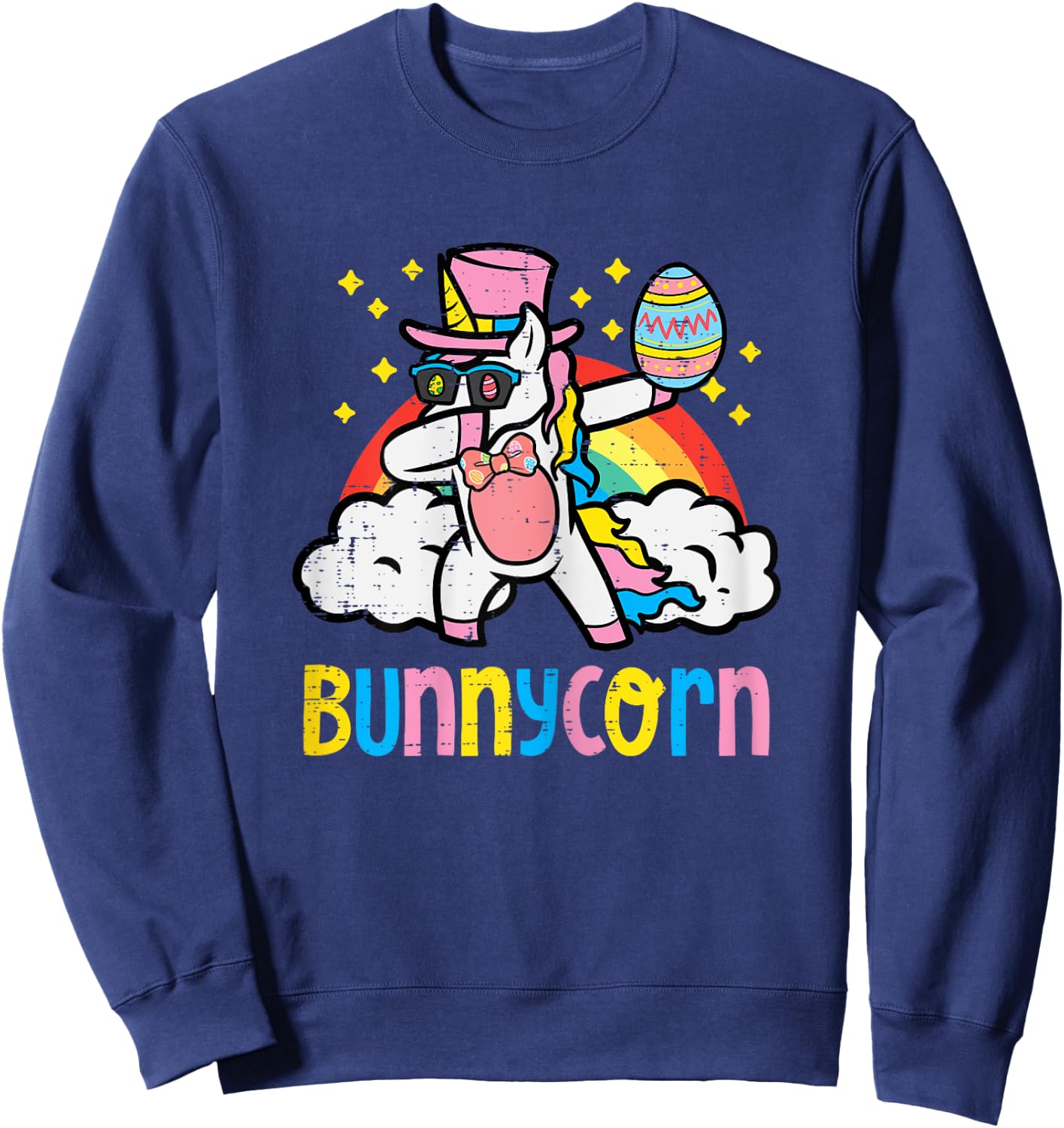 Bunnycorn Easter Unicorn Dab Dance Toddler Girls Kids Women Sweatshirt - Sweatshirt | Navy