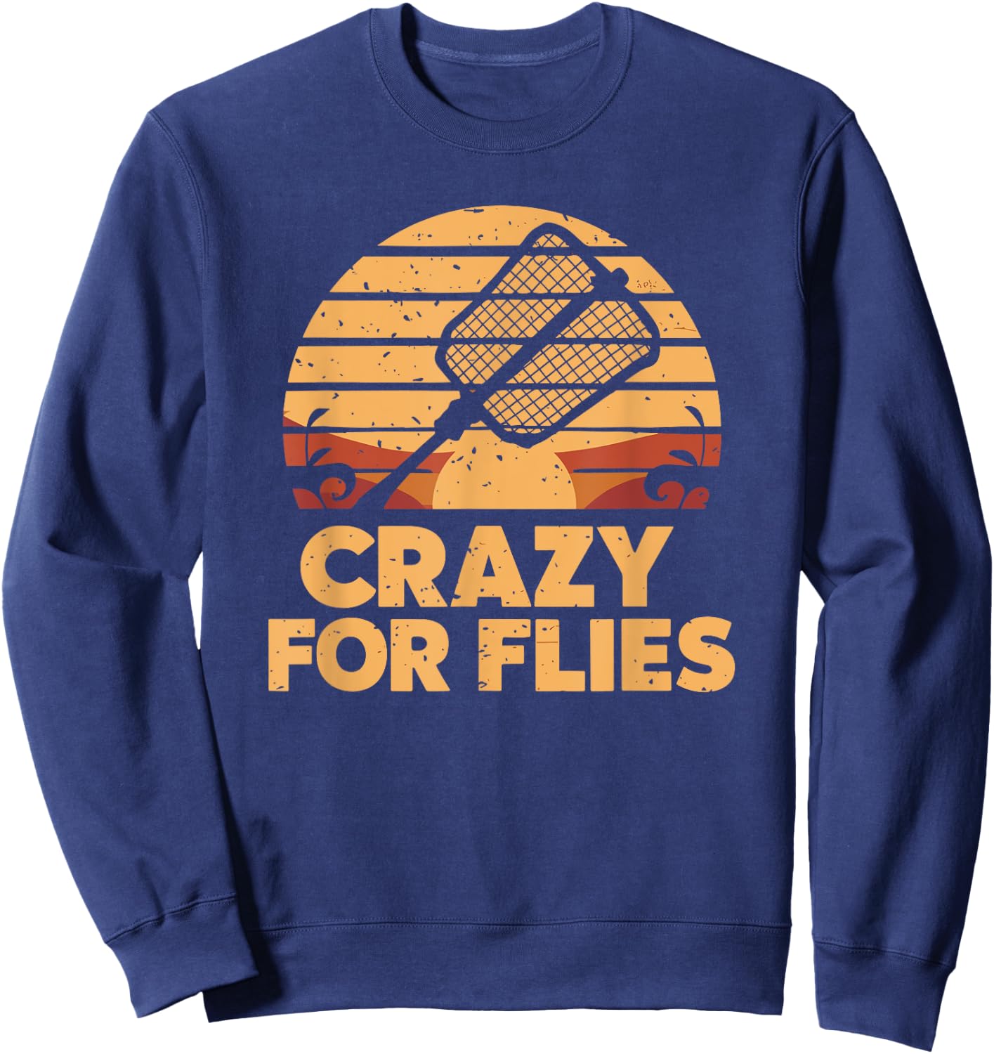 Housefly Killer, Crazy For Flies, Retro Fly Swatter Sweatshirt - Sweatshirt | Navy