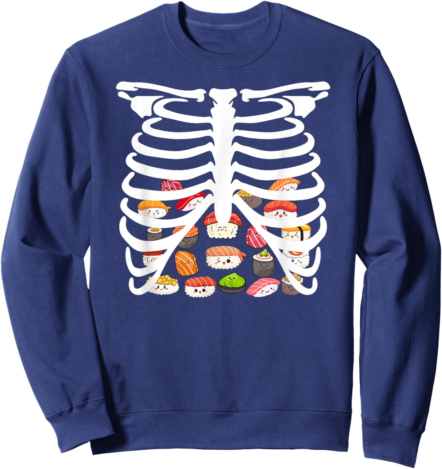 Halloween Japanese dish Food Rib Cage Skeleton Sushi Sweatshirt - Sweatshirt | Navy