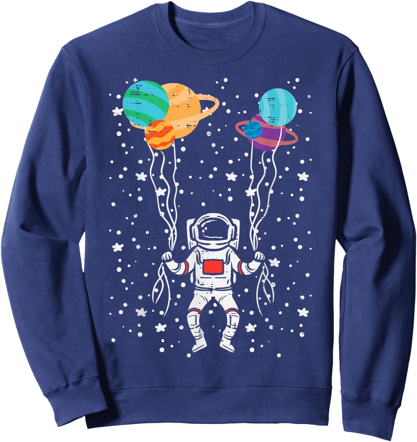 Spaceman Balloon Planets Astronaut Space Women Men Kids Teen Sweatshirt - Sweatshirt | Navy