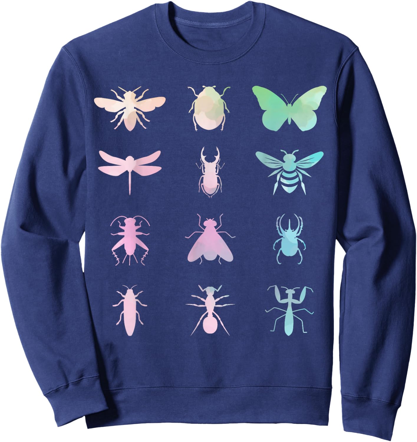 Bugs Watercolor Insect Collector Entomologist Entomology Sweatshirt - Sweatshirt | Navy