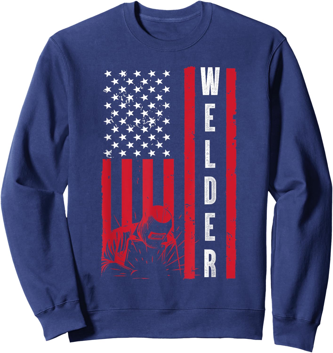 Cool Welding US Flag Art Women Welder Welding Lover Sweatshirt - Sweatshirt | Navy