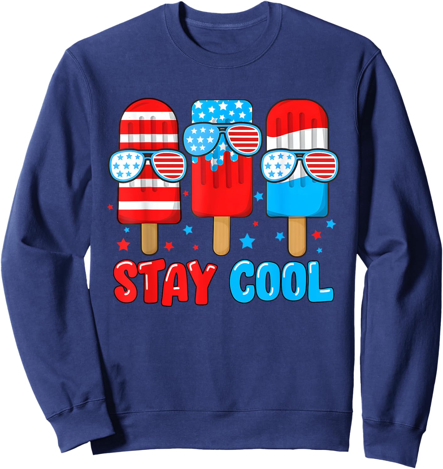 Stay Cool 4th July Ice Cream Sunglasses American Boys Girls Sweatshirt - Sweatshirt | Navy
