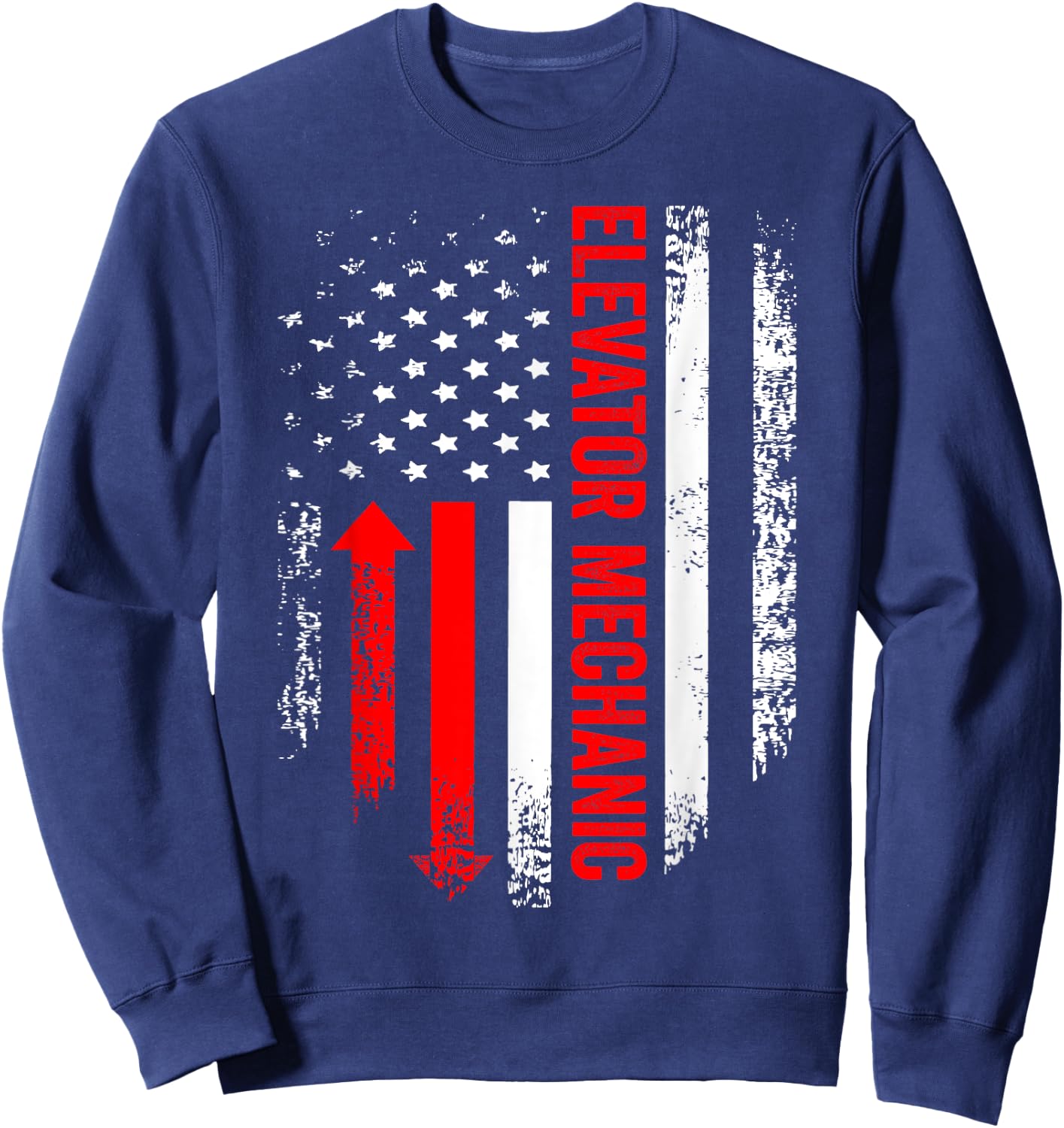 Elevator Mechanic USA Flag Repairman Technician Sweatshirt - Sweatshirt | Navy
