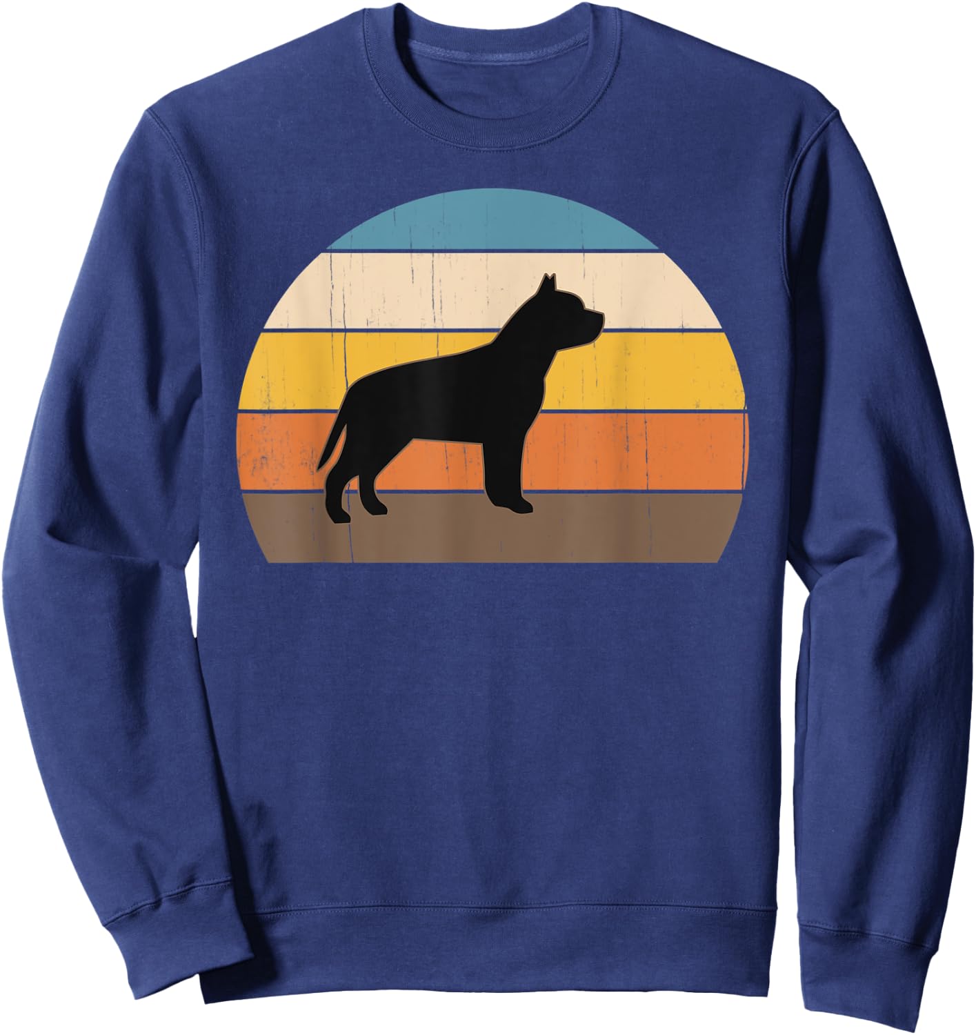 Cool Retro Sunset Pit Bulls - Great PitBull Owner / Lover Sweatshirt - Sweatshirt | Navy