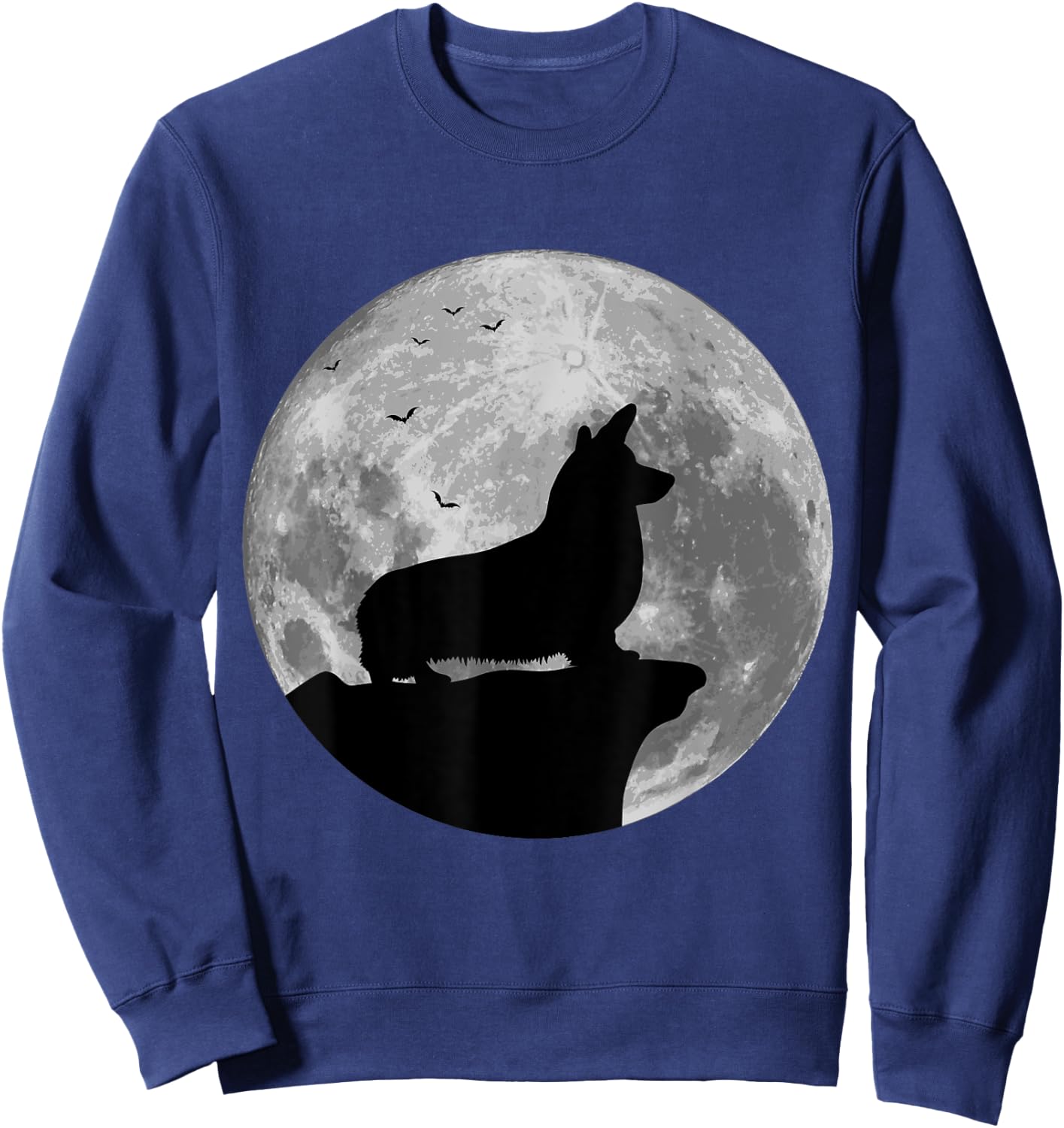Pembroke Welsh Corgi Silhouette The Moon Halloween Costume Sweatshirt - Sweatshirt | Navy