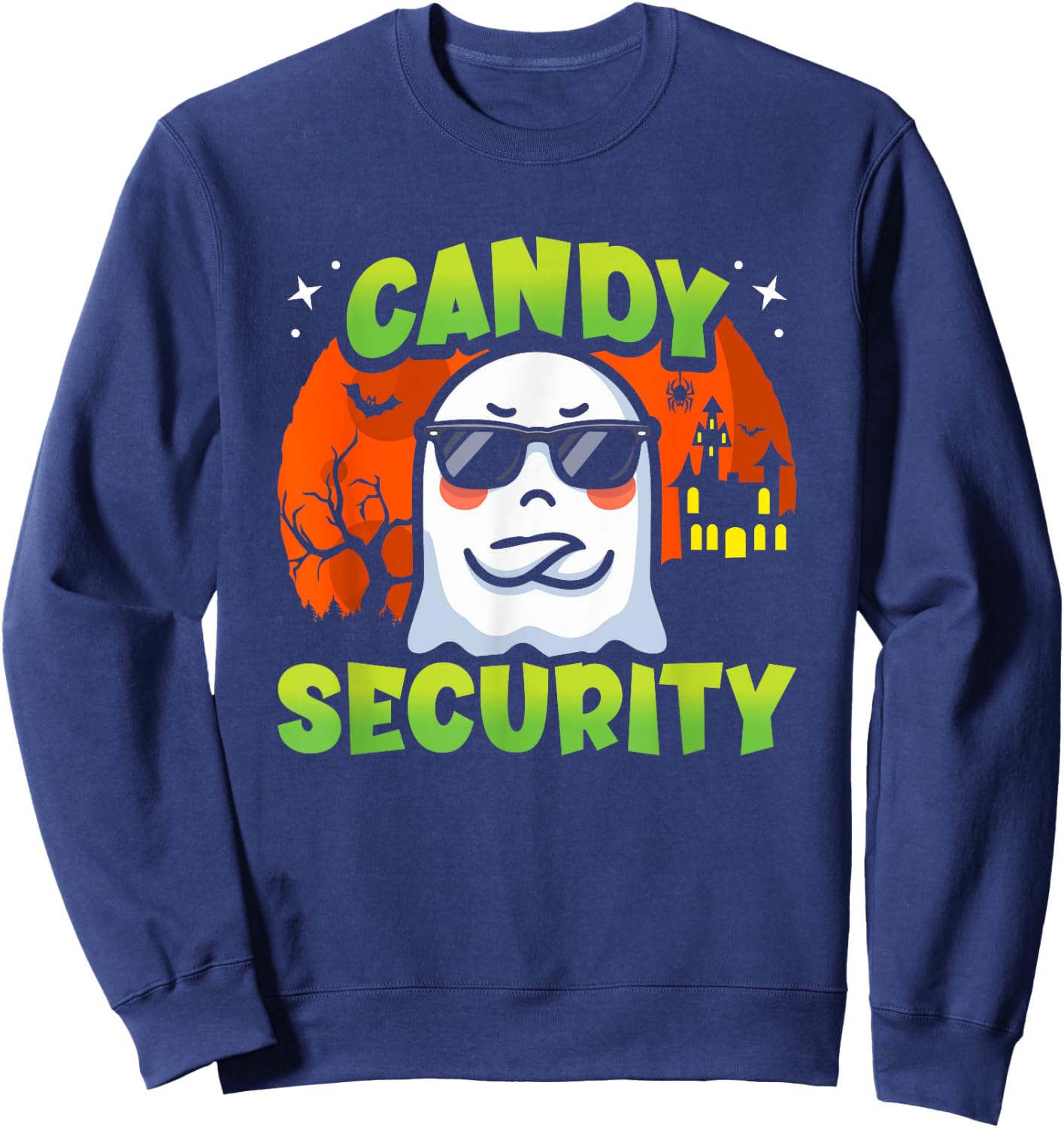 Cute Ghost Kids Halloween - Candy Security - Funny Halloween Sweatshirt - Sweatshirt | Navy