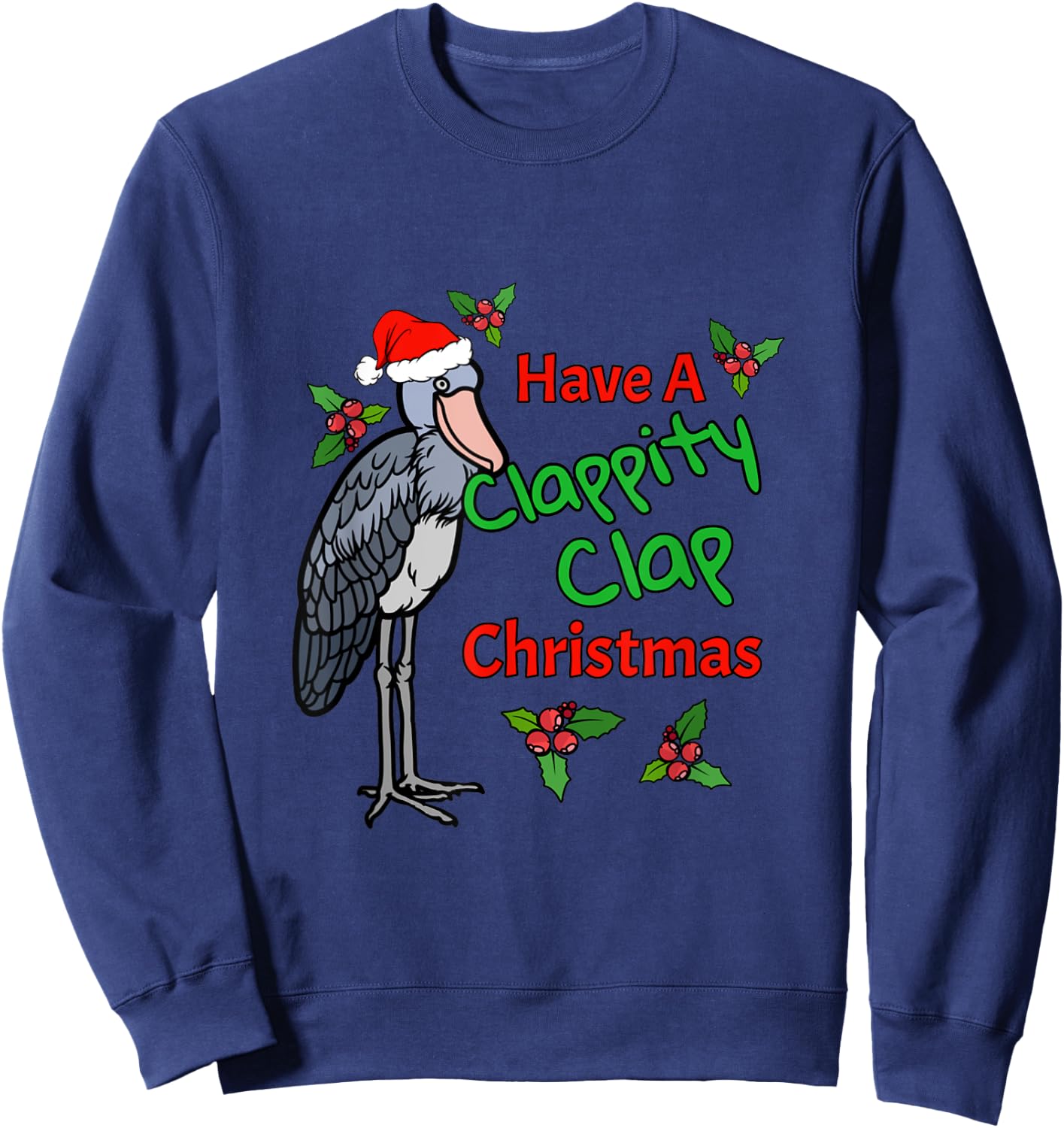 Shoebill Stork Funny Christmas Bird Animals Holiday Design Sweatshirt - Sweatshirt | Navy