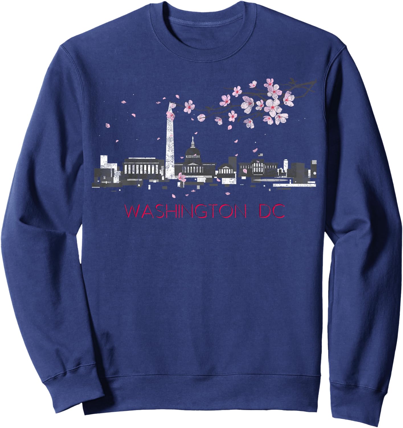 Washington D.C.Vacation Cherry Blossom White House Capitol Sweatshirt - Sweatshirt | Navy