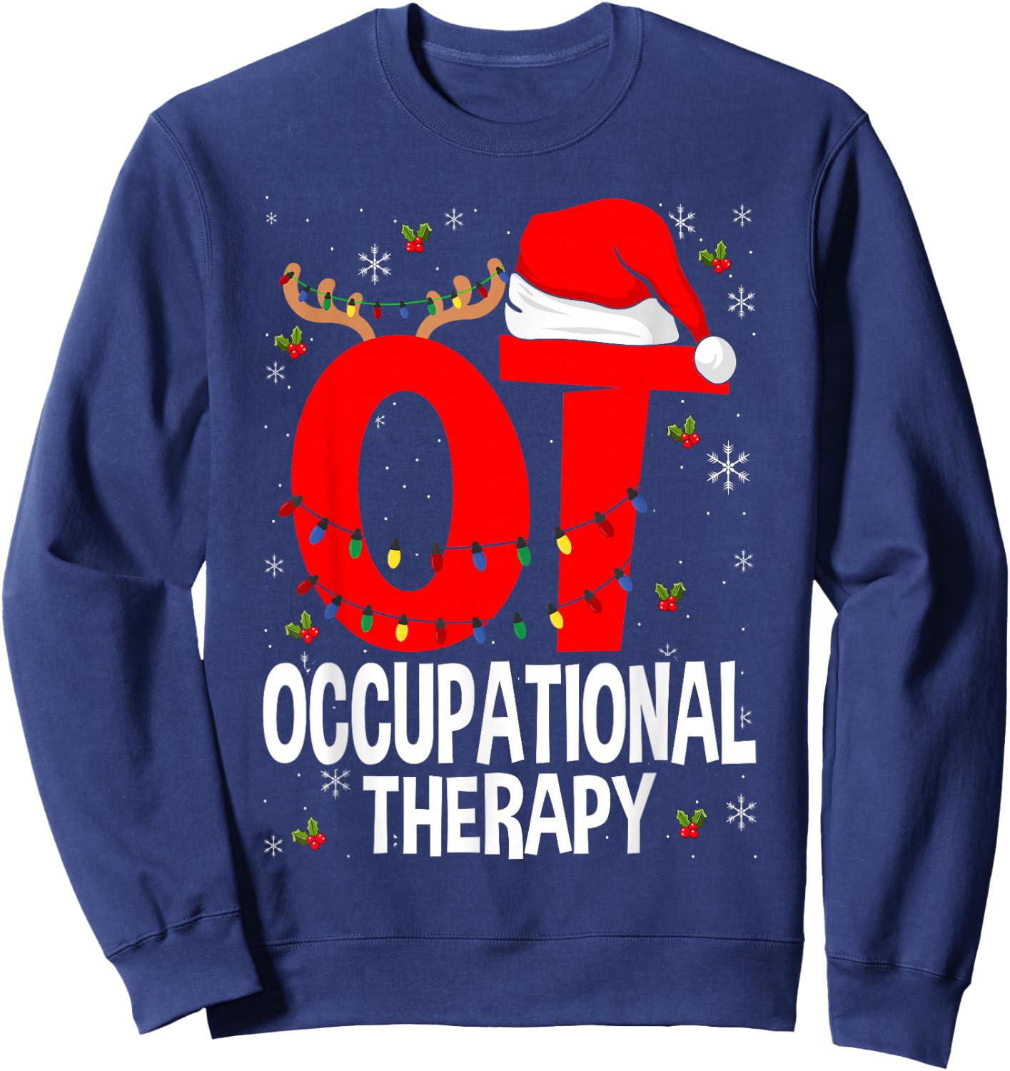 Therapy Christmas Lover Gift Co. Occupational Therapy Retro Groovy OT Therapist Sweatshirt - Sweatshirt | Navy