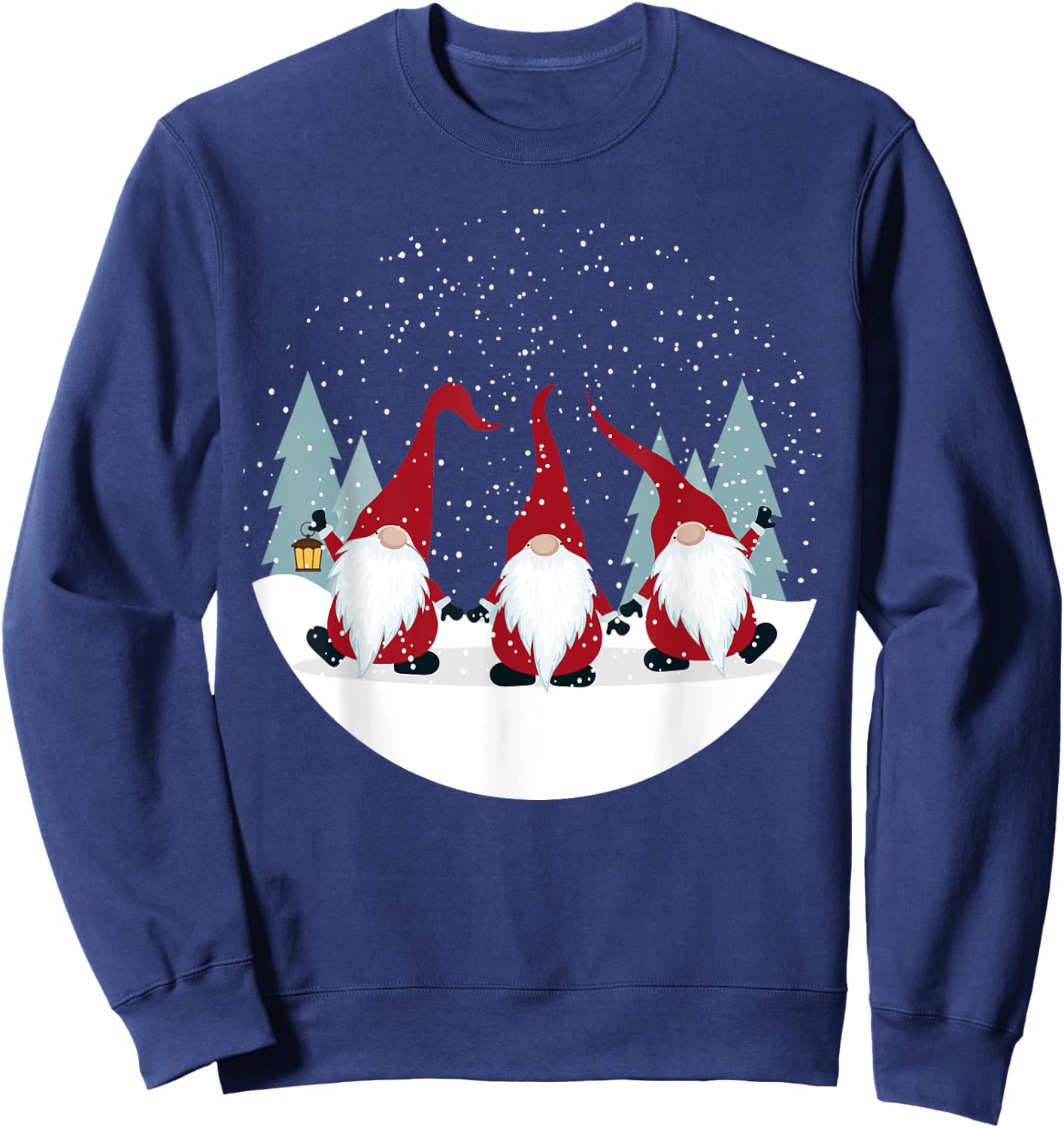 Funny 3 Nordic Gnomes Winter Christmas Swedish Cute Elves Sweatshirt - Sweatshirt | Navy