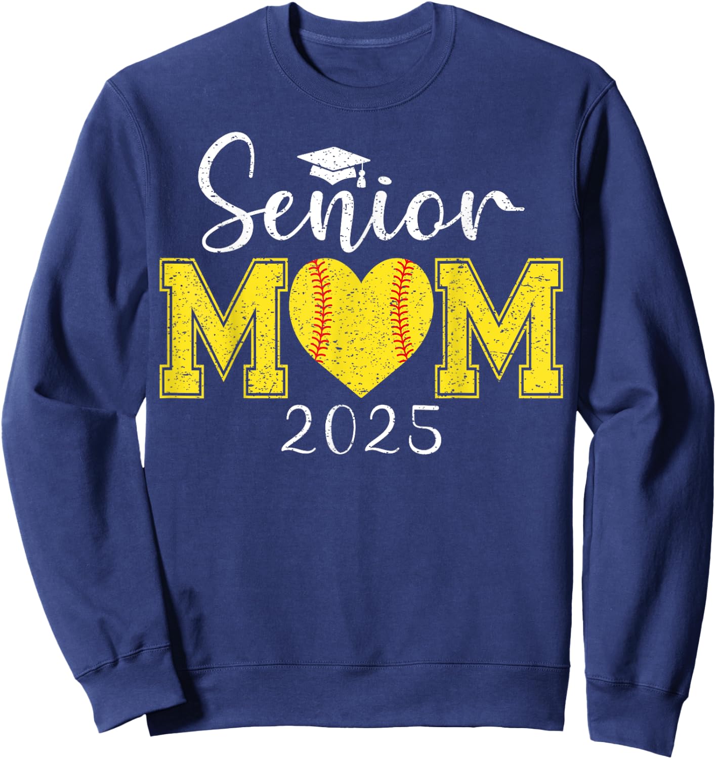 Senior Mom Softball 2025 Class Of 2025 Graduation Sweatshirt - Sweatshirt | Navy
