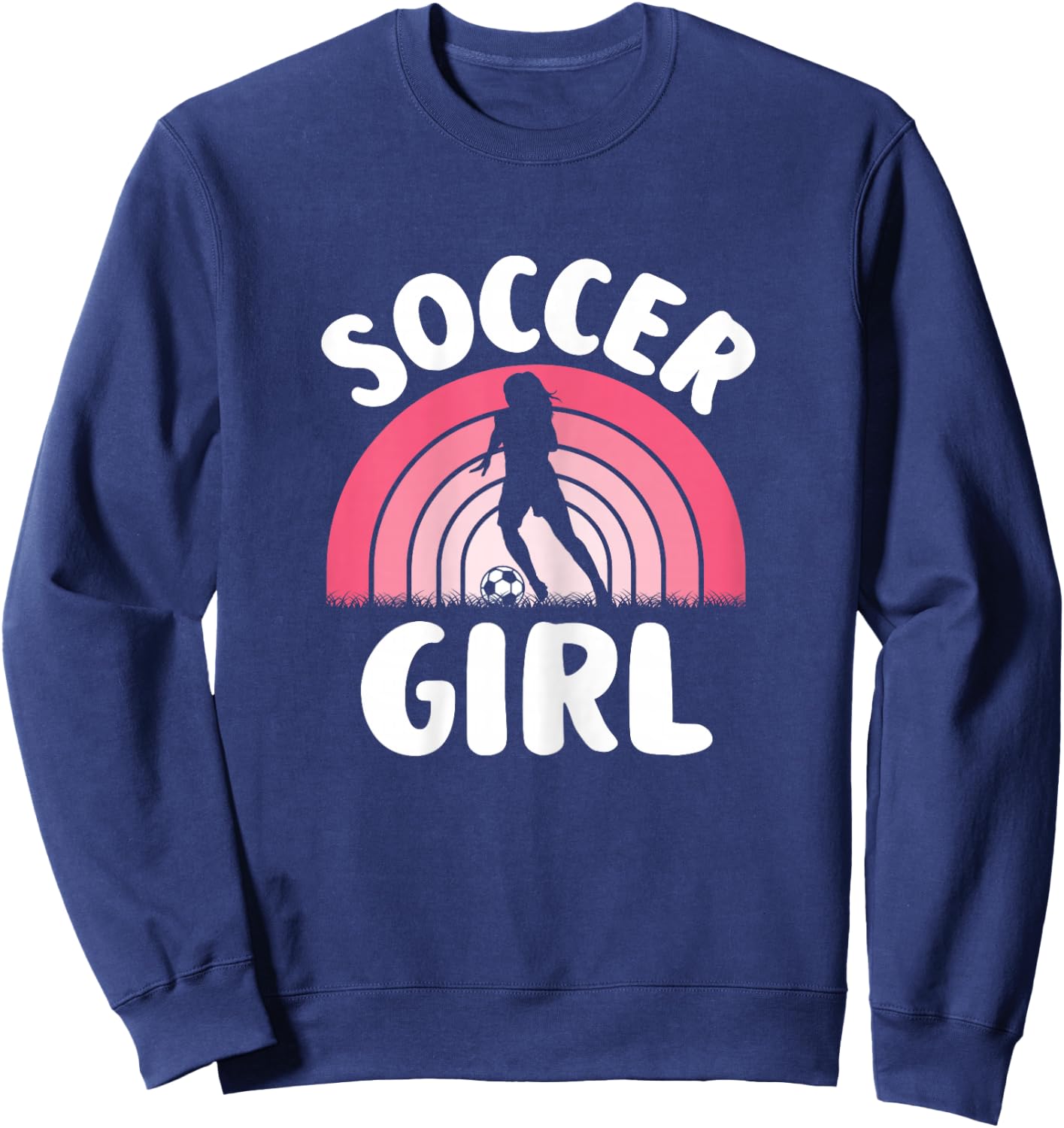 Soccer Girl Cute Pink Soccer Lover Women Girls Kids Sweatshirt - Sweatshirt | Navy