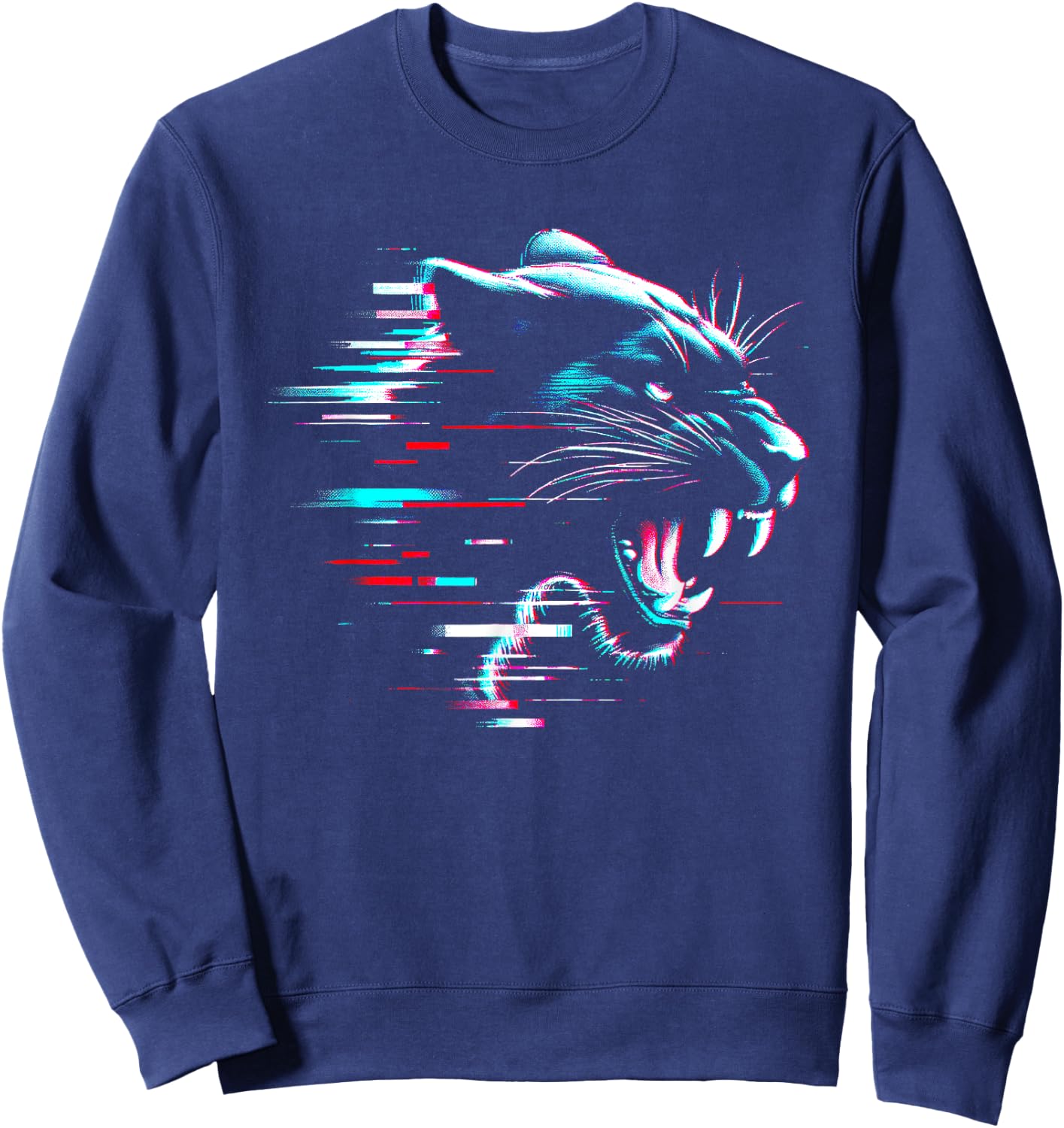 Black Panther Glitch - Vintage Panther Wild Animal Lover Sweatshirt - Sweatshirt | Navy