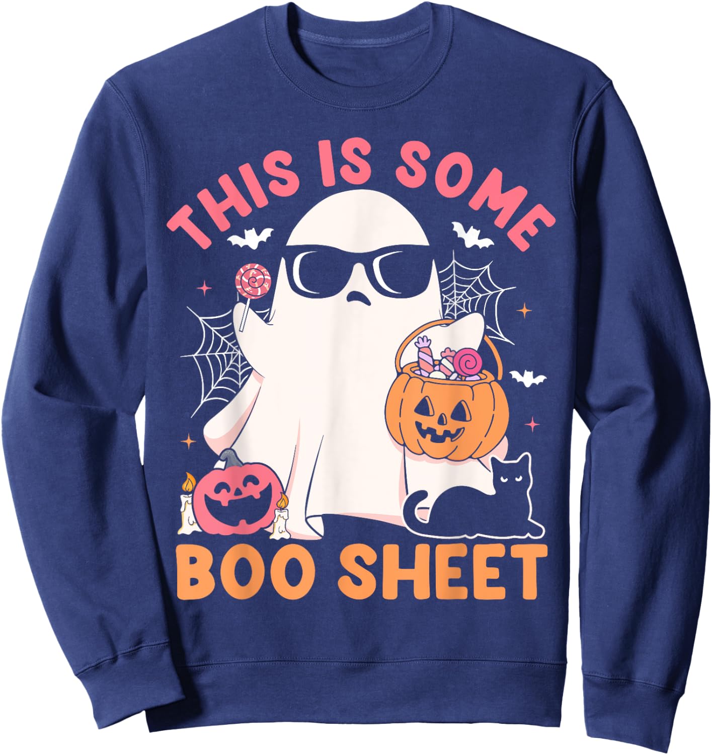 This Is Some Boo Sheet Cute Ghost Retro Halloween Costume Sweatshirt - Sweatshirt | Navy