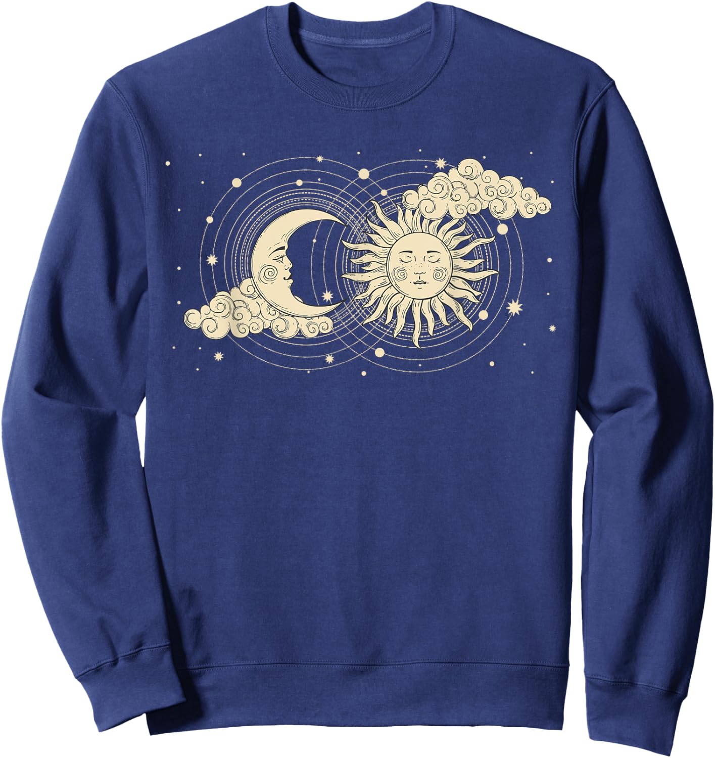 Vintage Celestial Sun And Moon Astrology Moon Phase Women Sweatshirt - Sweatshirt | Navy