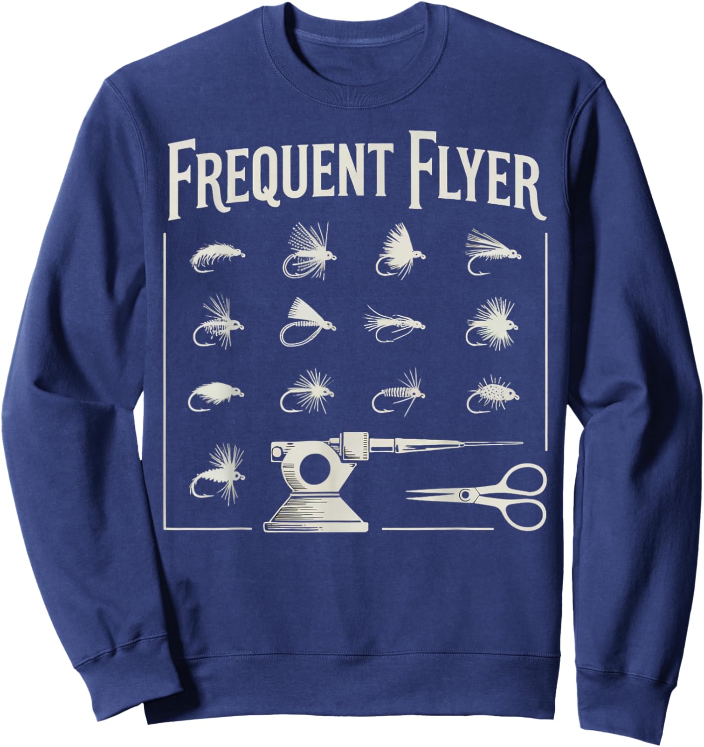 Flyer Fly Fishing Fisherman Fish Angler Fly Tying Sweatshirt - Sweatshirt | Navy
