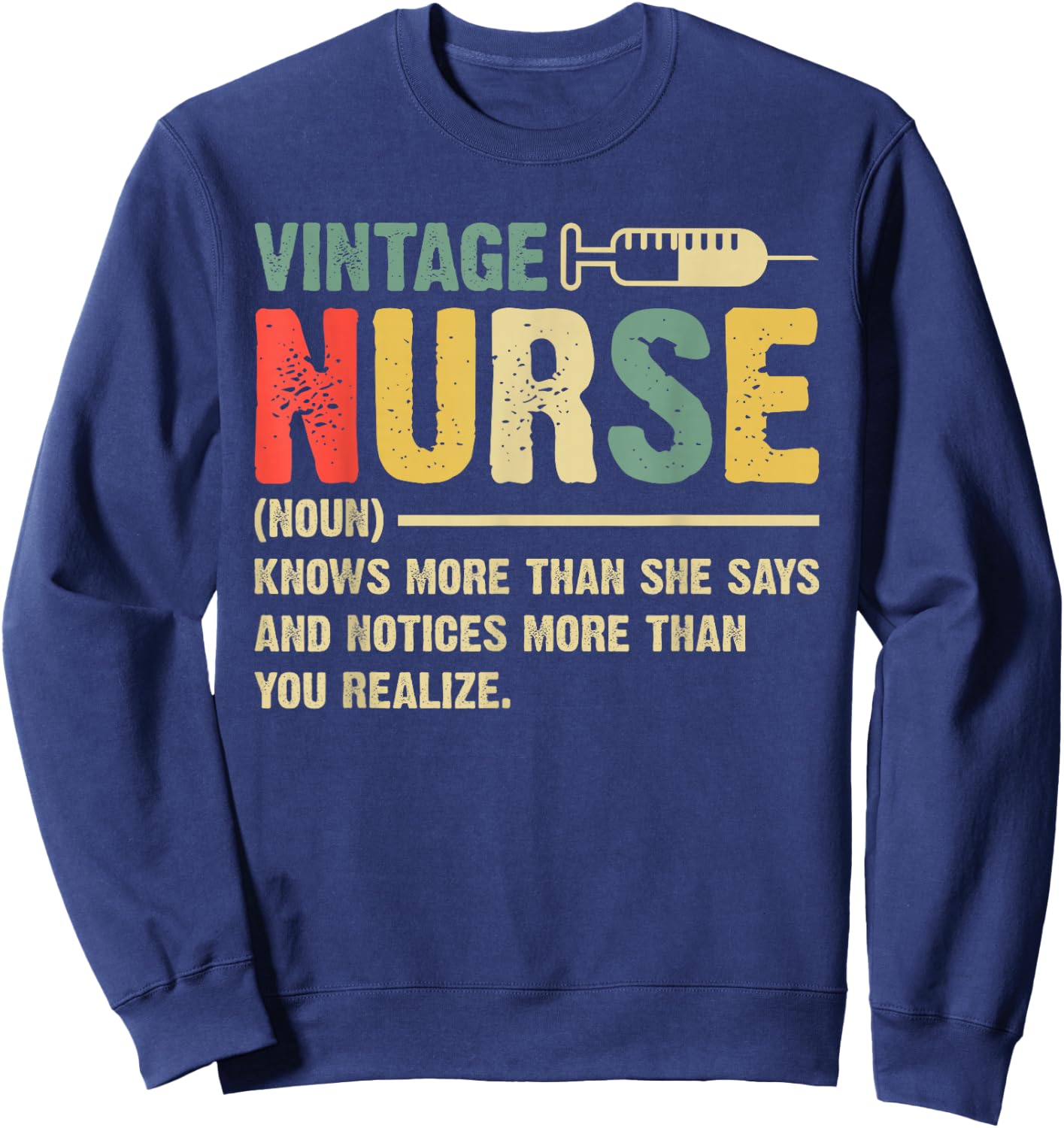 Vintage Nurse Definition Hospital Medical Registered Nursing Sweatshirt - Sweatshirt | Navy
