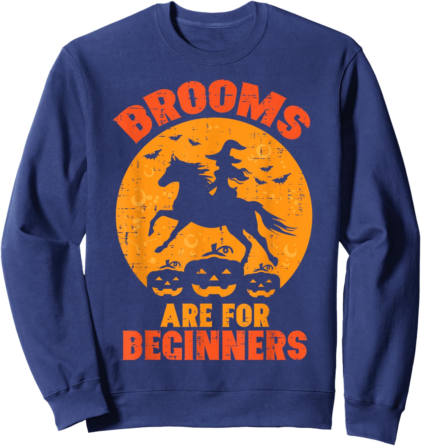 Halloween Witch Horse Broom For Beginners Costume Women Men Sweatshirt - Sweatshirt | Navy